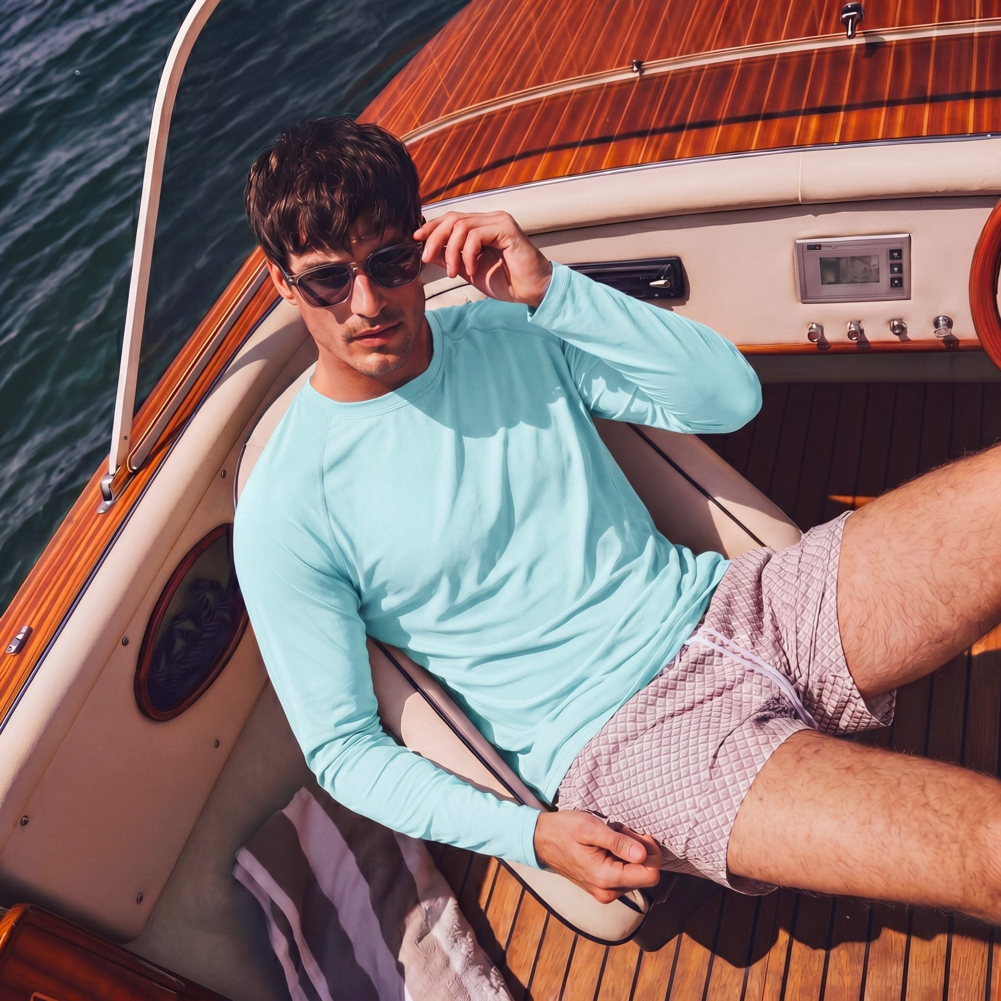 Aqua Blue MAGCOMSEN Men's UPF 50+ Quick Dry Shirt - Sun Protection for Hiking #Color_Aqua Blue