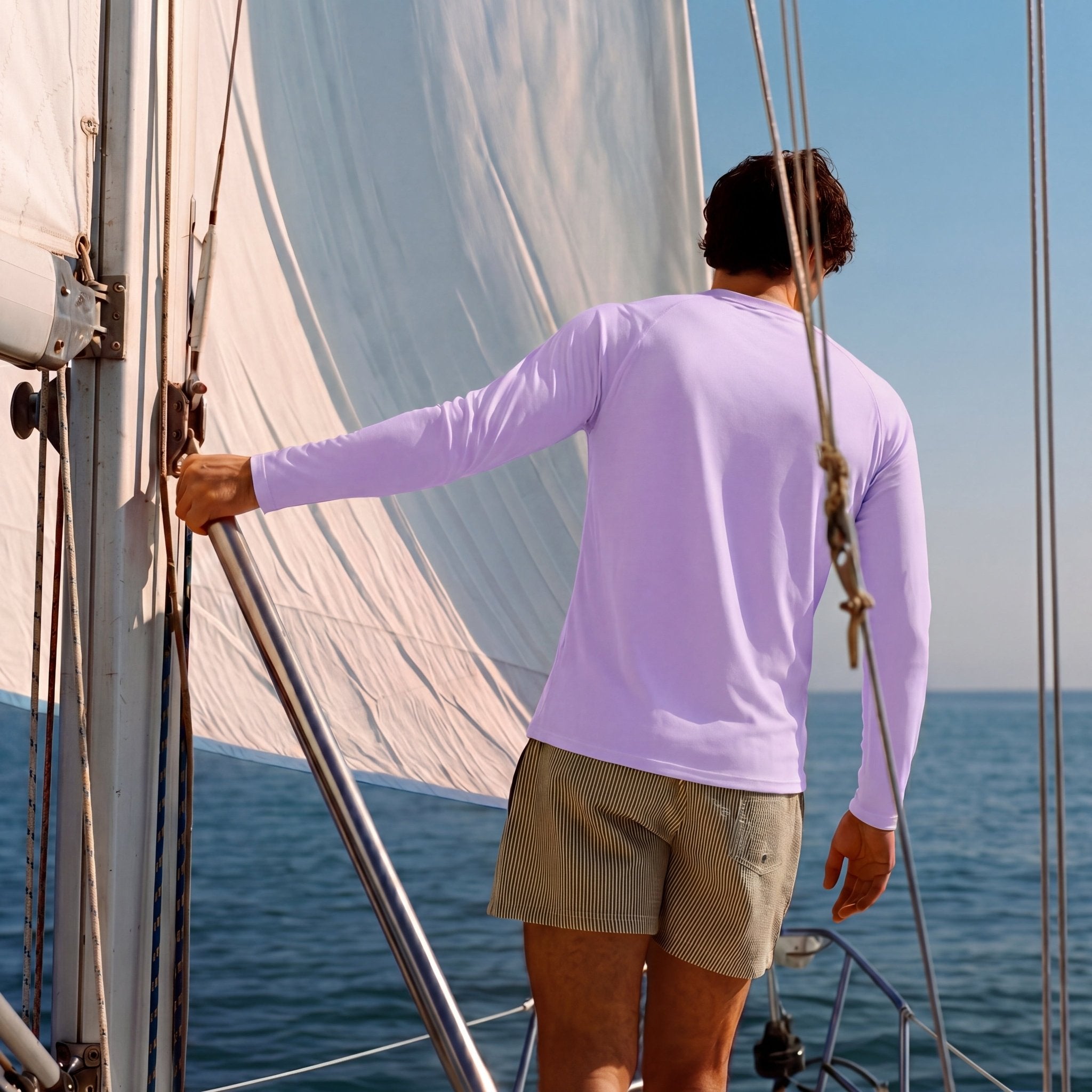 Light Purple Men's UPF 50+ Quick Dry Shirt - Sun Protection for Hiking - MAGCOMSEN #Color_Light Purple