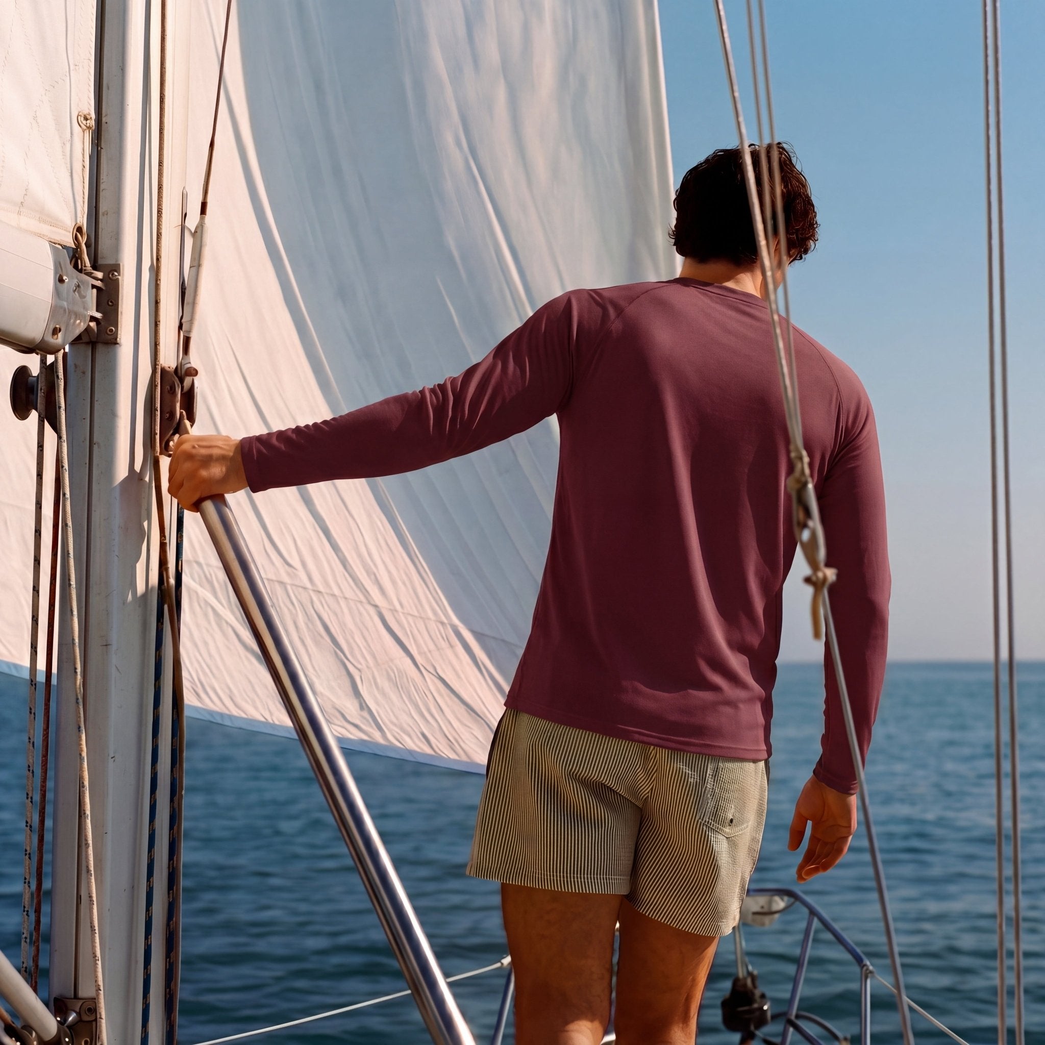 Wine Men's UPF 50+ Quick Dry Shirt - Sun Protection for Hiking - MAGCOMSEN #Color_Wine