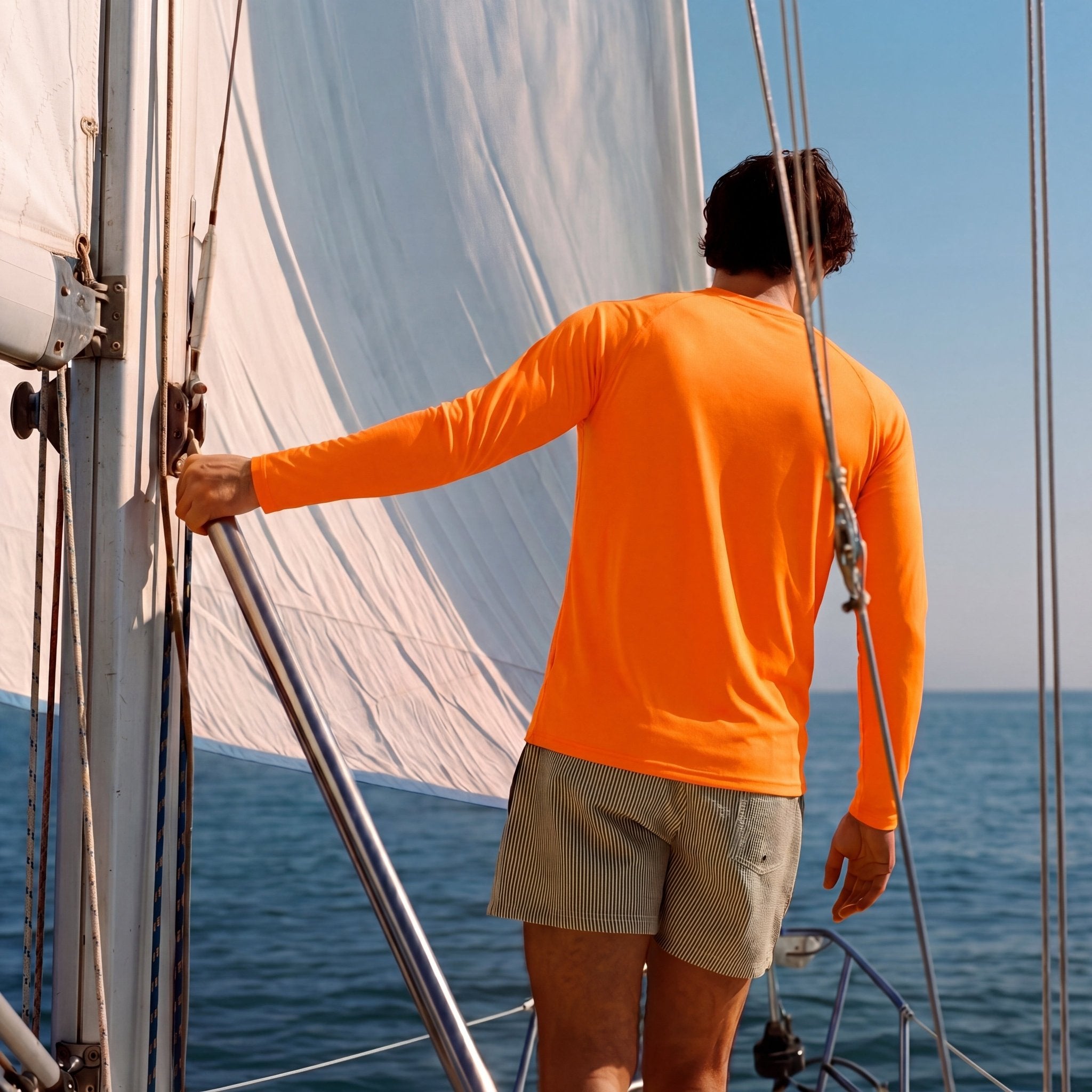 Orange Men's UPF 50+ Quick Dry Shirt - Sun Protection for Hiking - MAGCOMSEN #Color_Orange