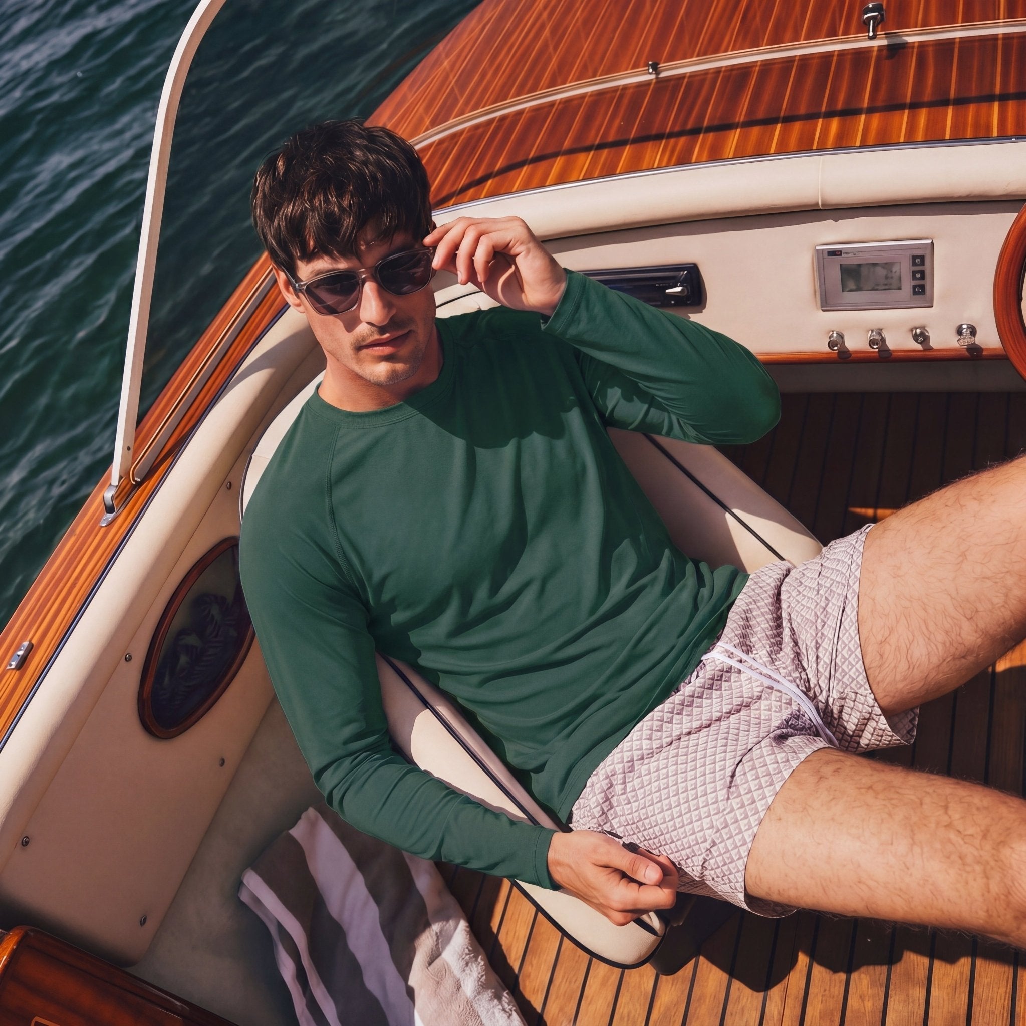 Dark Green Men's UPF 50+ Quick Dry Shirt - Sun Protection for Hiking - MAGCOMSEN #Color_Dark Green