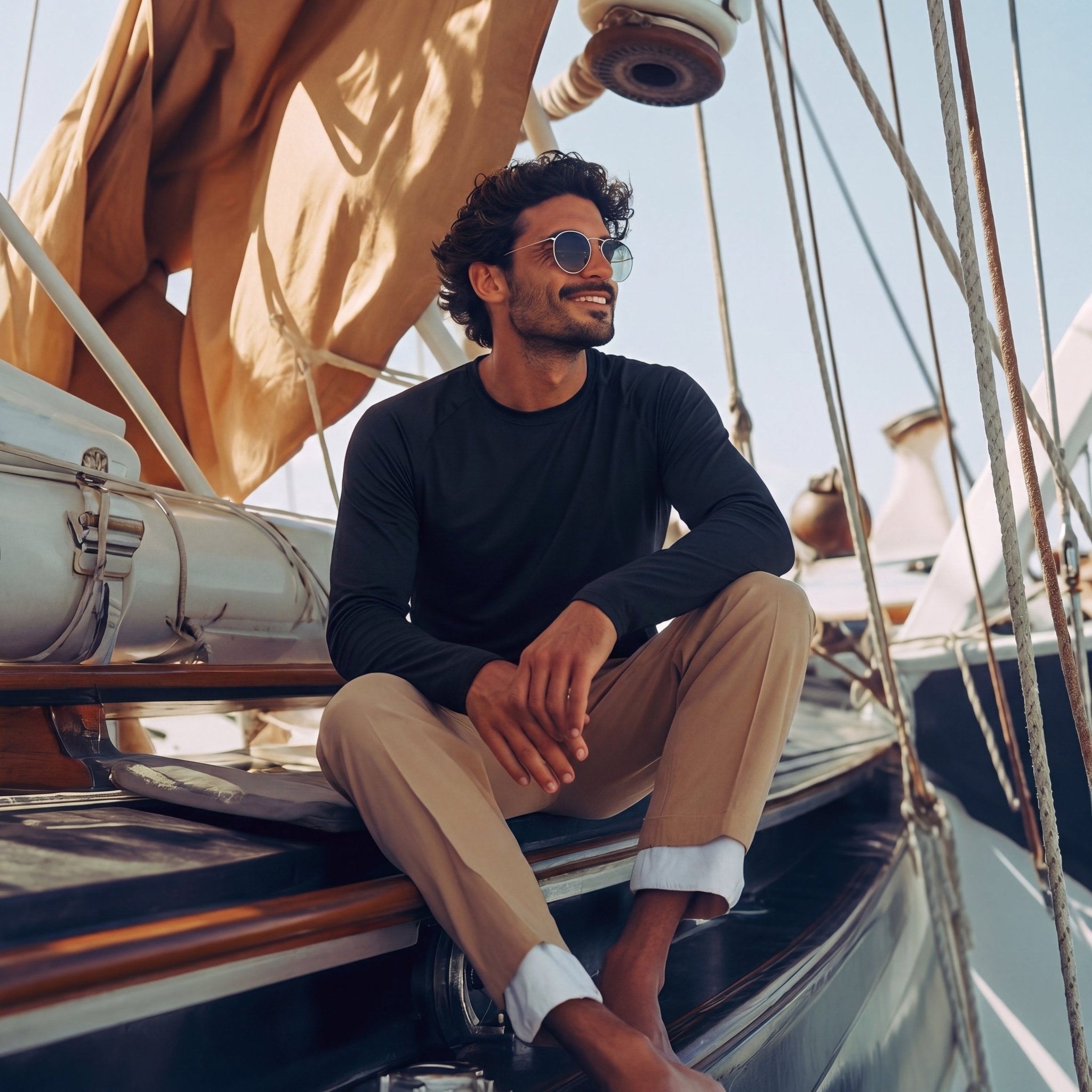 Black Men's UPF 50+ Quick Dry Shirt - Sun Protection for Hiking - MAGCOMSEN #Color_Black