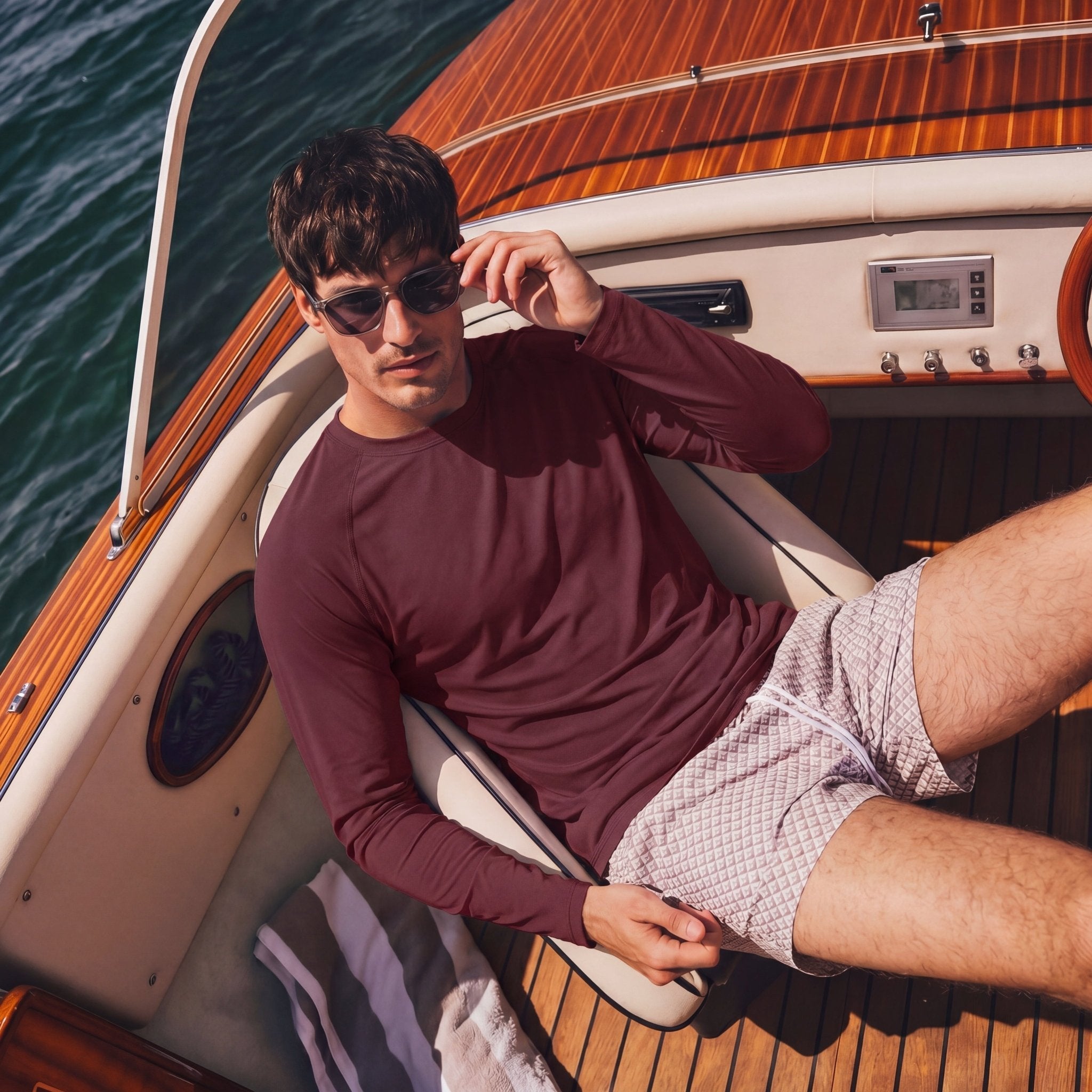 Wine Men's UPF 50+ Quick Dry Shirt - Sun Protection for Hiking - MAGCOMSEN #Color_Wine