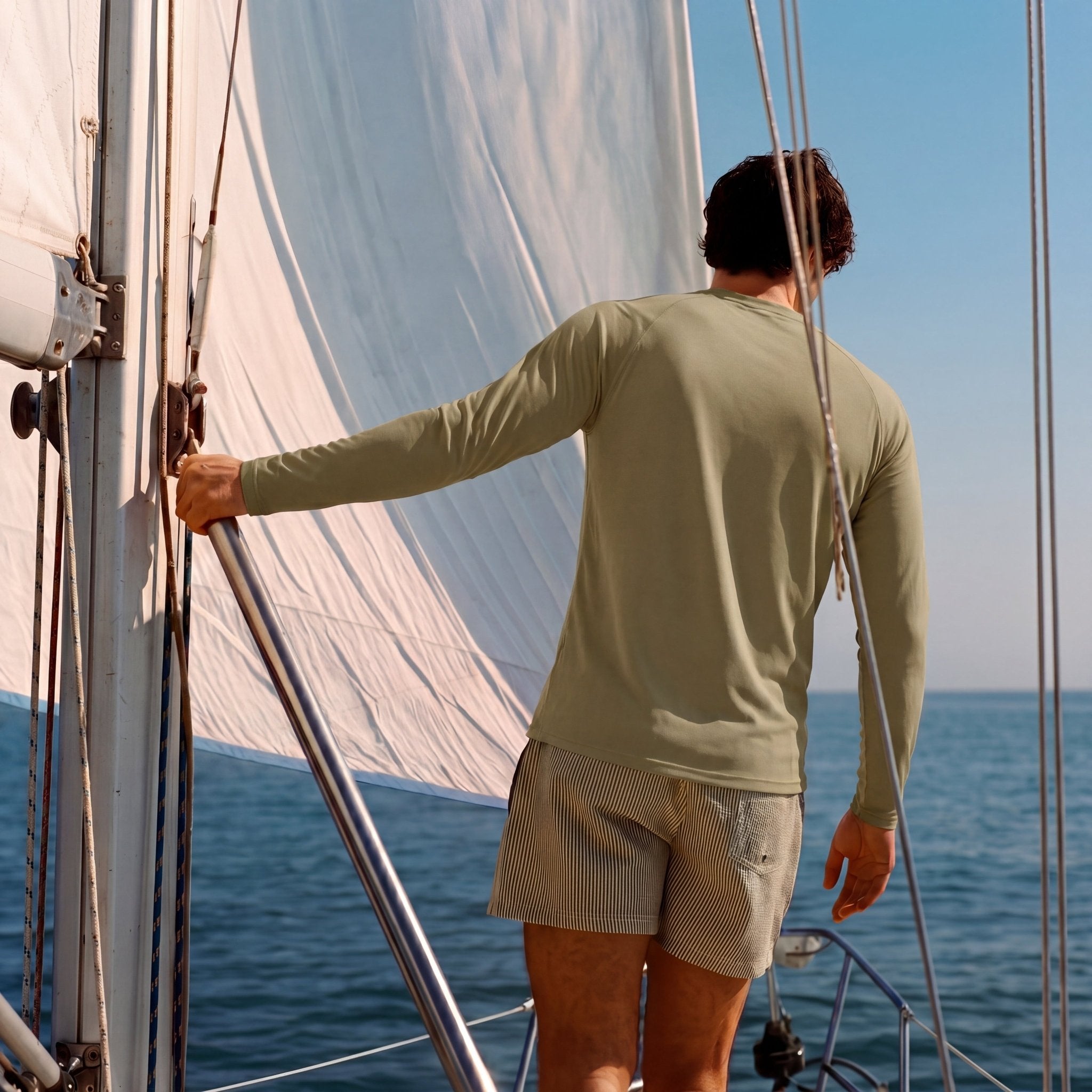 Dull Cyan Men's UPF 50+ Quick Dry Shirt - Sun Protection for Hiking - MAGCOMSEN #Color_Dull Cyan