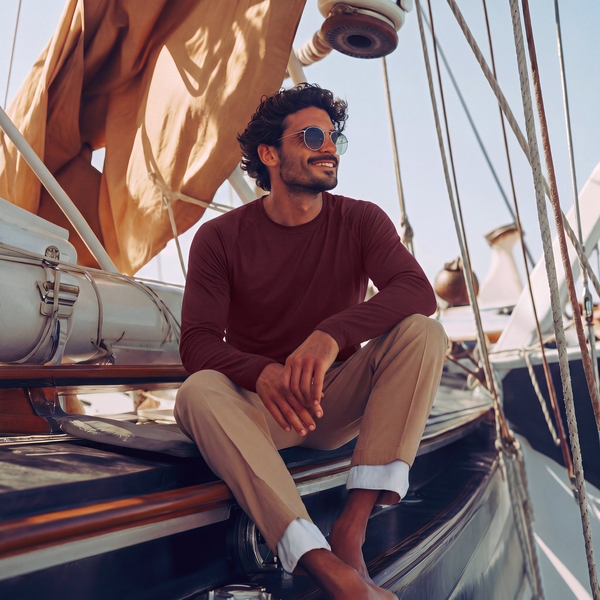 Wine Men's UPF 50+ Quick Dry Shirt - Sun Protection for Hiking - MAGCOMSEN #Color_Wine