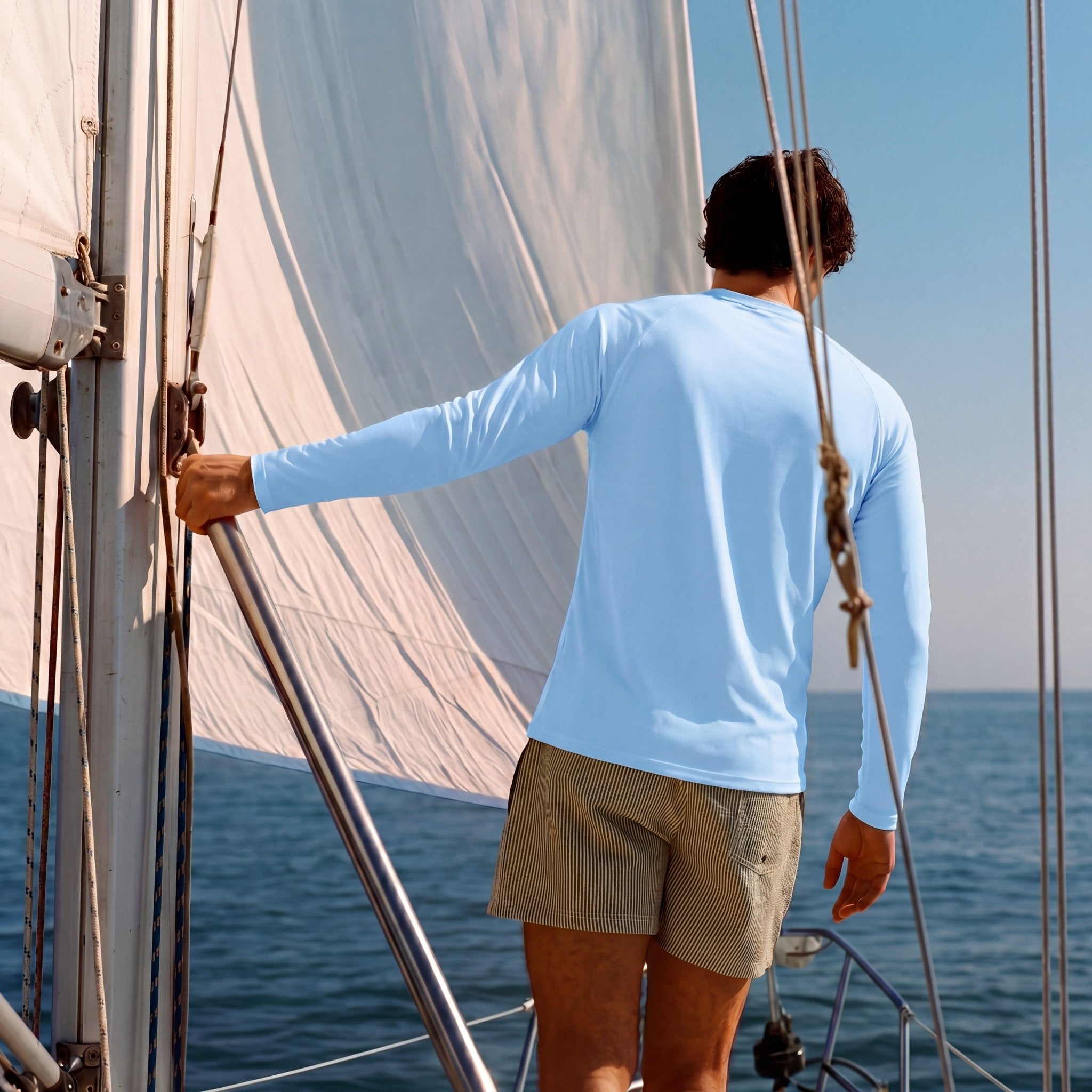 Blue MAGCOMSEN Men's UPF 50+ Quick Dry Shirt - Sun Protection for Hiking #Color_Blue