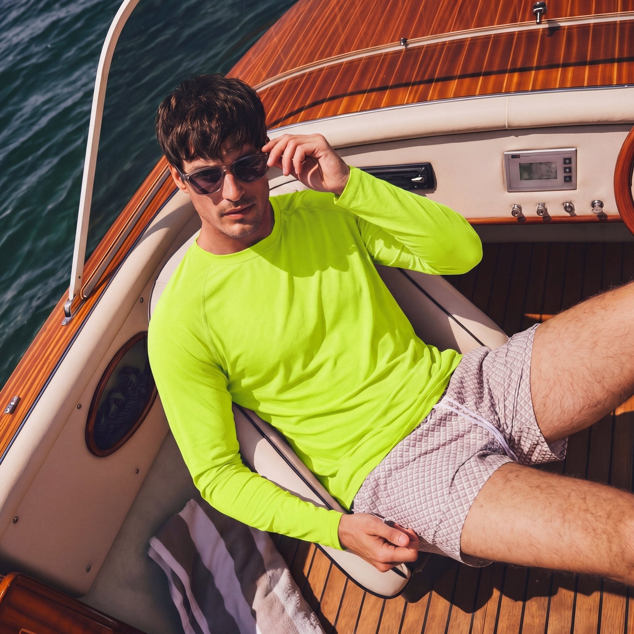 Dark Green Men's UPF 50+ Quick Dry Shirt - Sun Protection for Hiking - MAGCOMSEN #Color_Bright Green