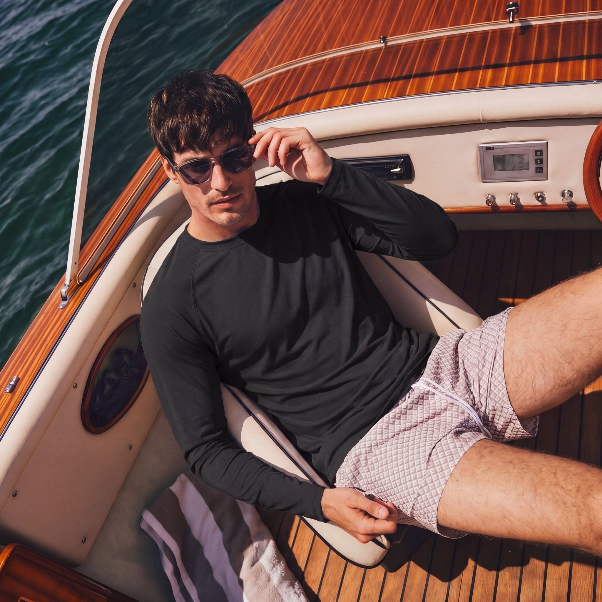 Black Men's UPF 50+ Quick Dry Shirt - Sun Protection for Hiking - MAGCOMSEN #Color_Black