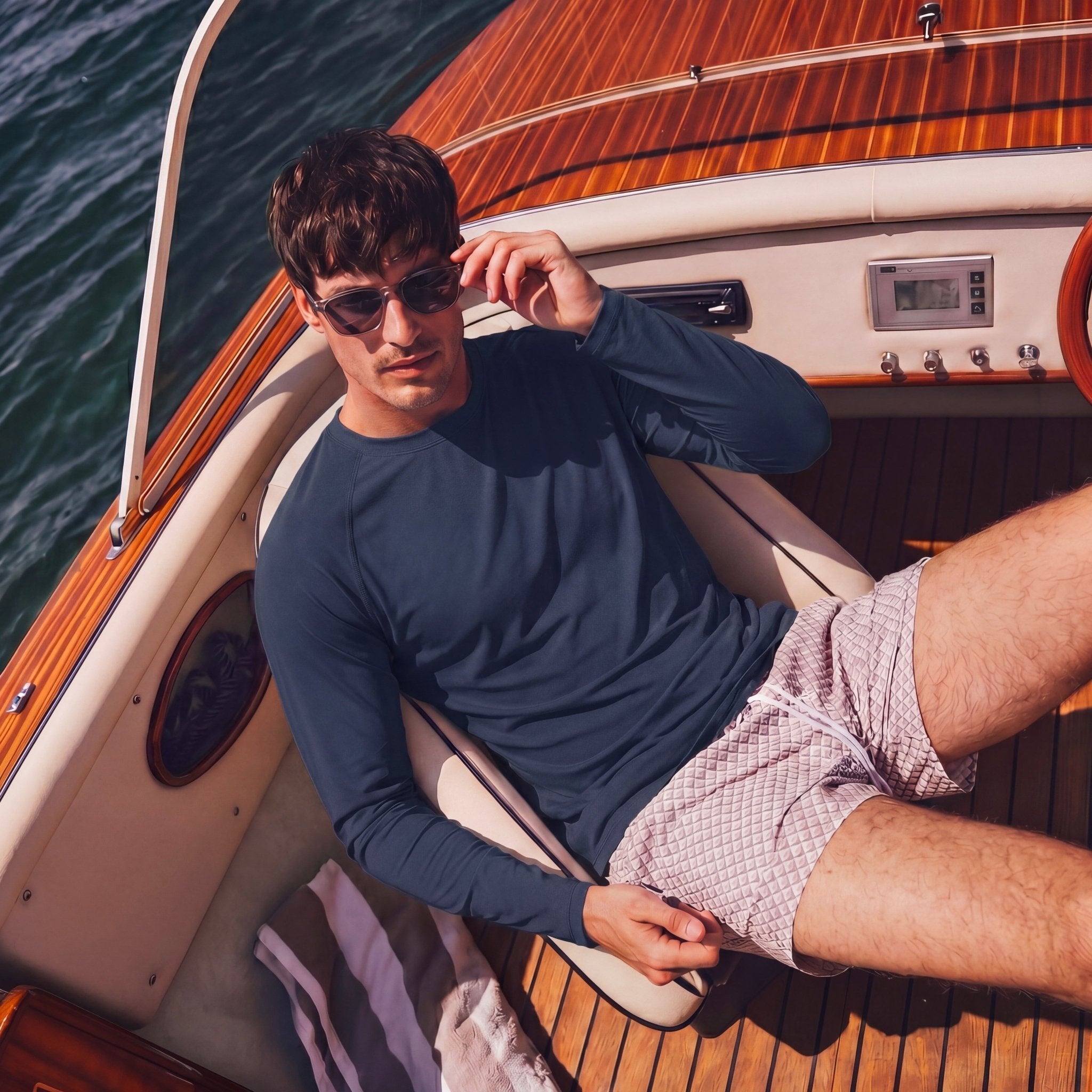 Navy Men's UPF 50+ Quick Dry Shirt - Sun Protection for Hiking - MAGCOMSEN #Color_Navy