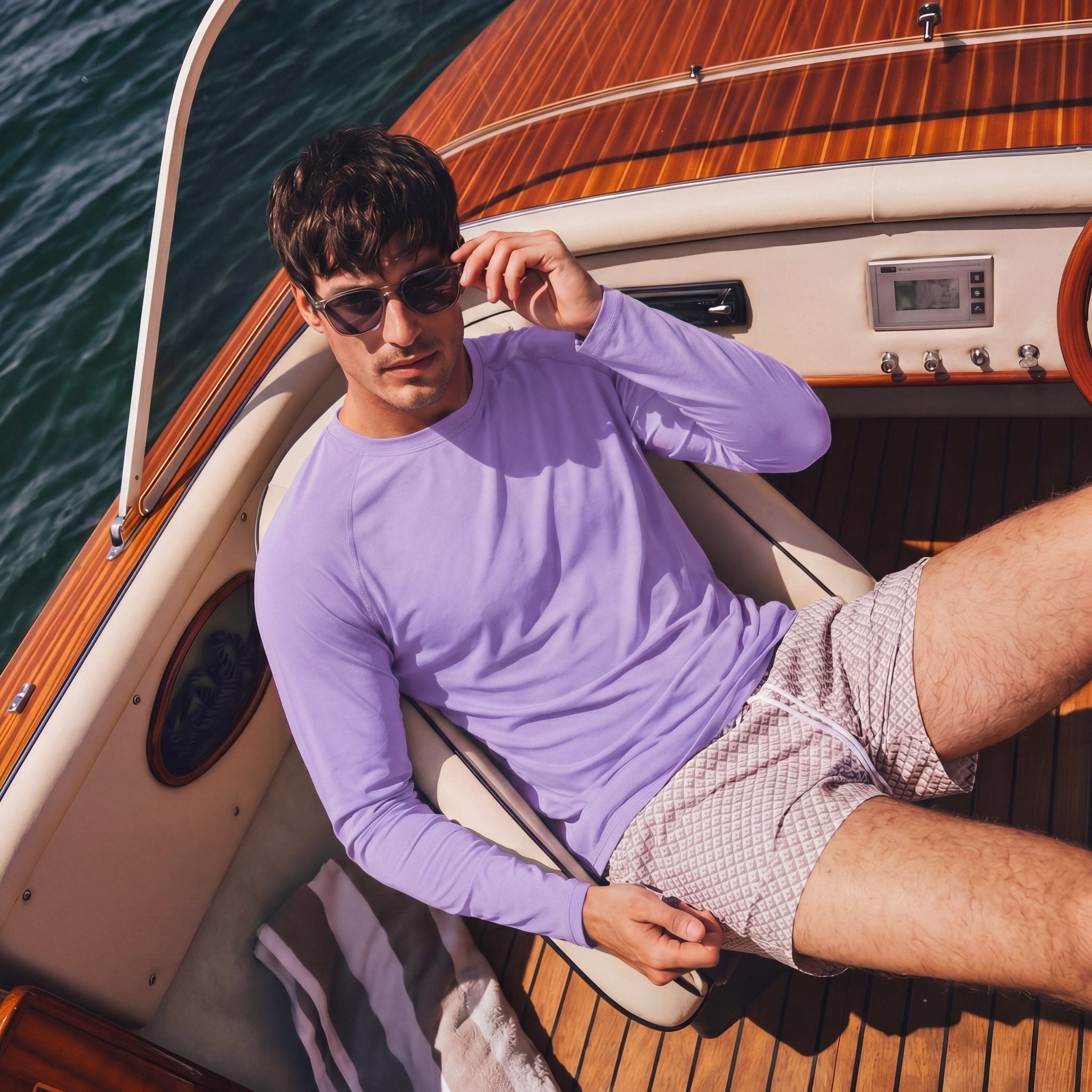 Light Purple Men's UPF 50+ Quick Dry Shirt - Sun Protection for Hiking - MAGCOMSEN #Color_Light Purple