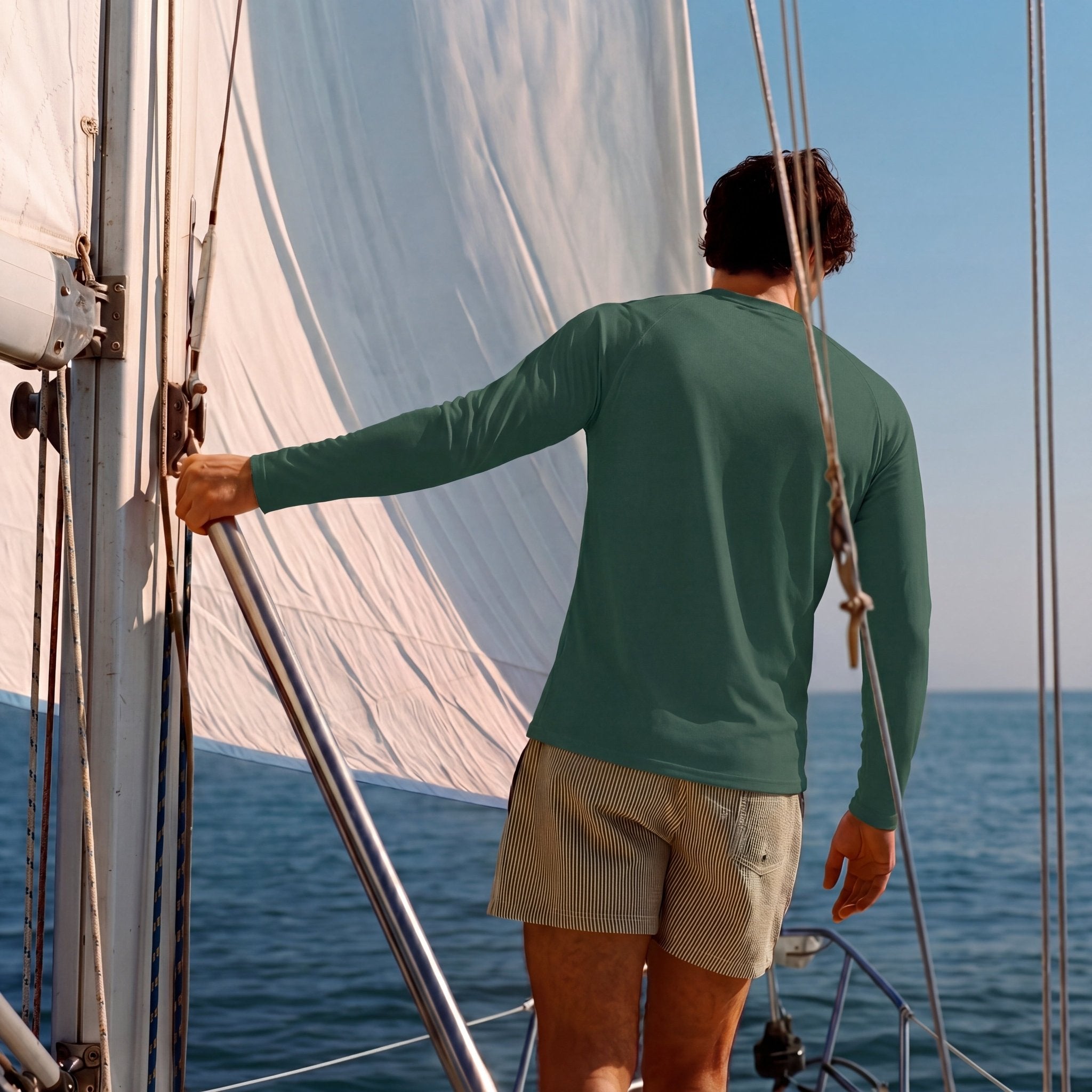 Dark Green Men's UPF 50+ Quick Dry Shirt - Sun Protection for Hiking - MAGCOMSEN #Color_Dark Green