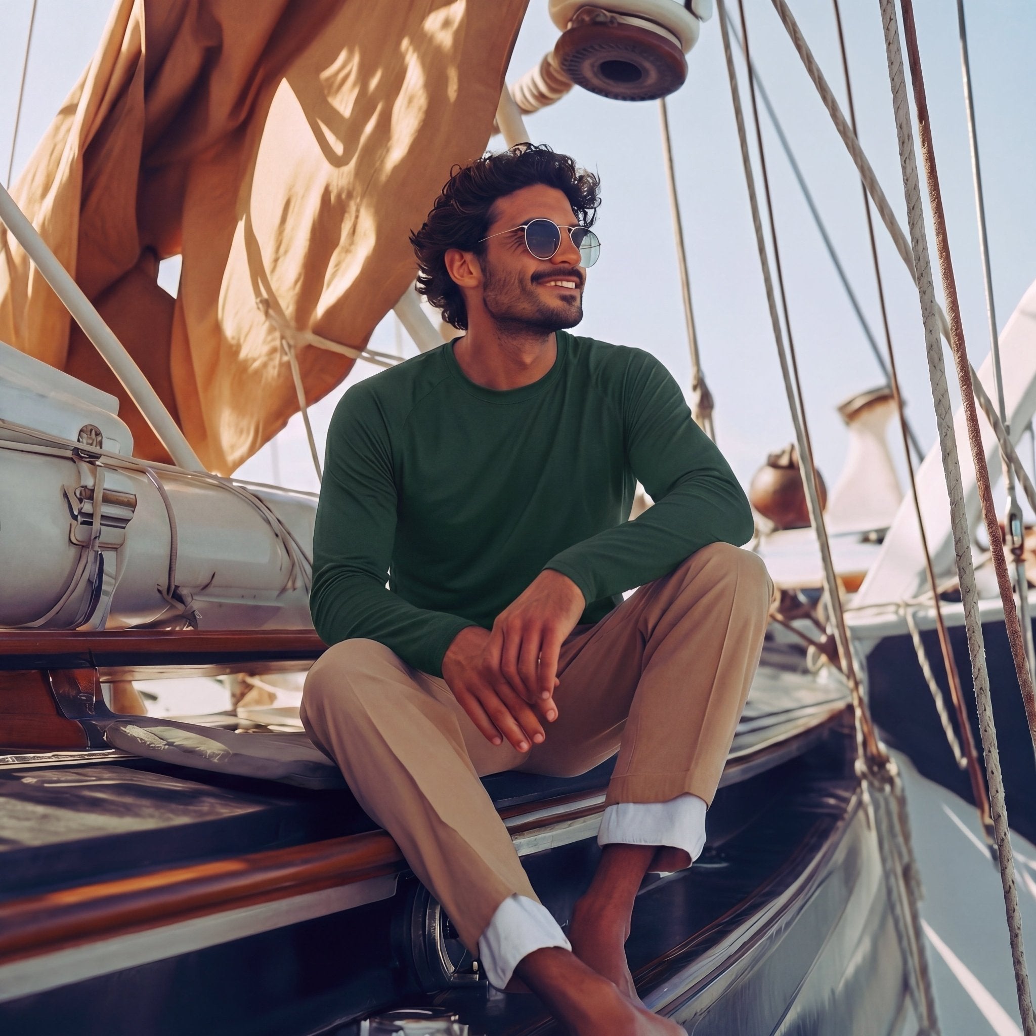 Dark Green Men's UPF 50+ Quick Dry Shirt - Sun Protection for Hiking - MAGCOMSEN #Color_Dark Green