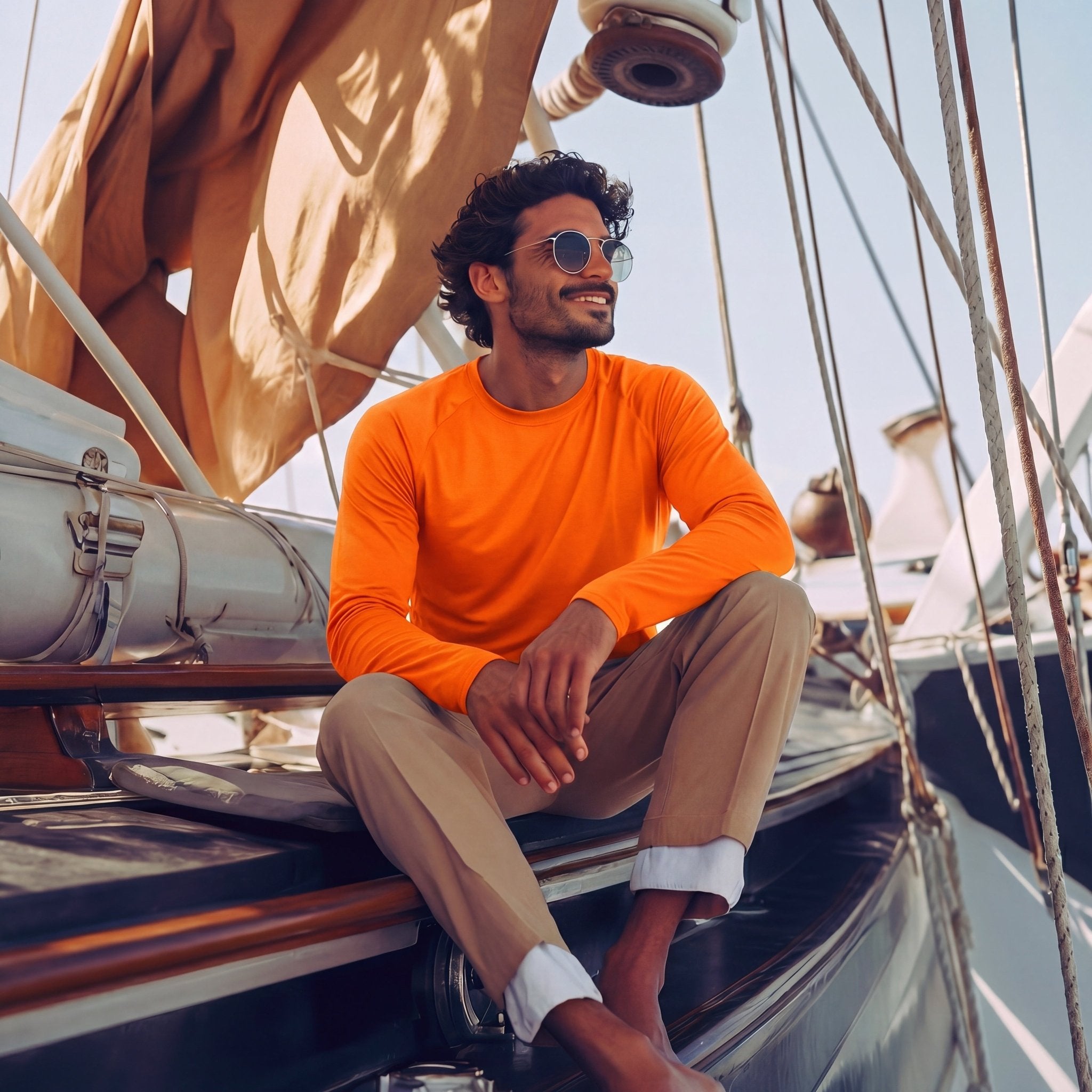 Orange Men's UPF 50+ Quick Dry Shirt - Sun Protection for Hiking - MAGCOMSEN #Color_Orange