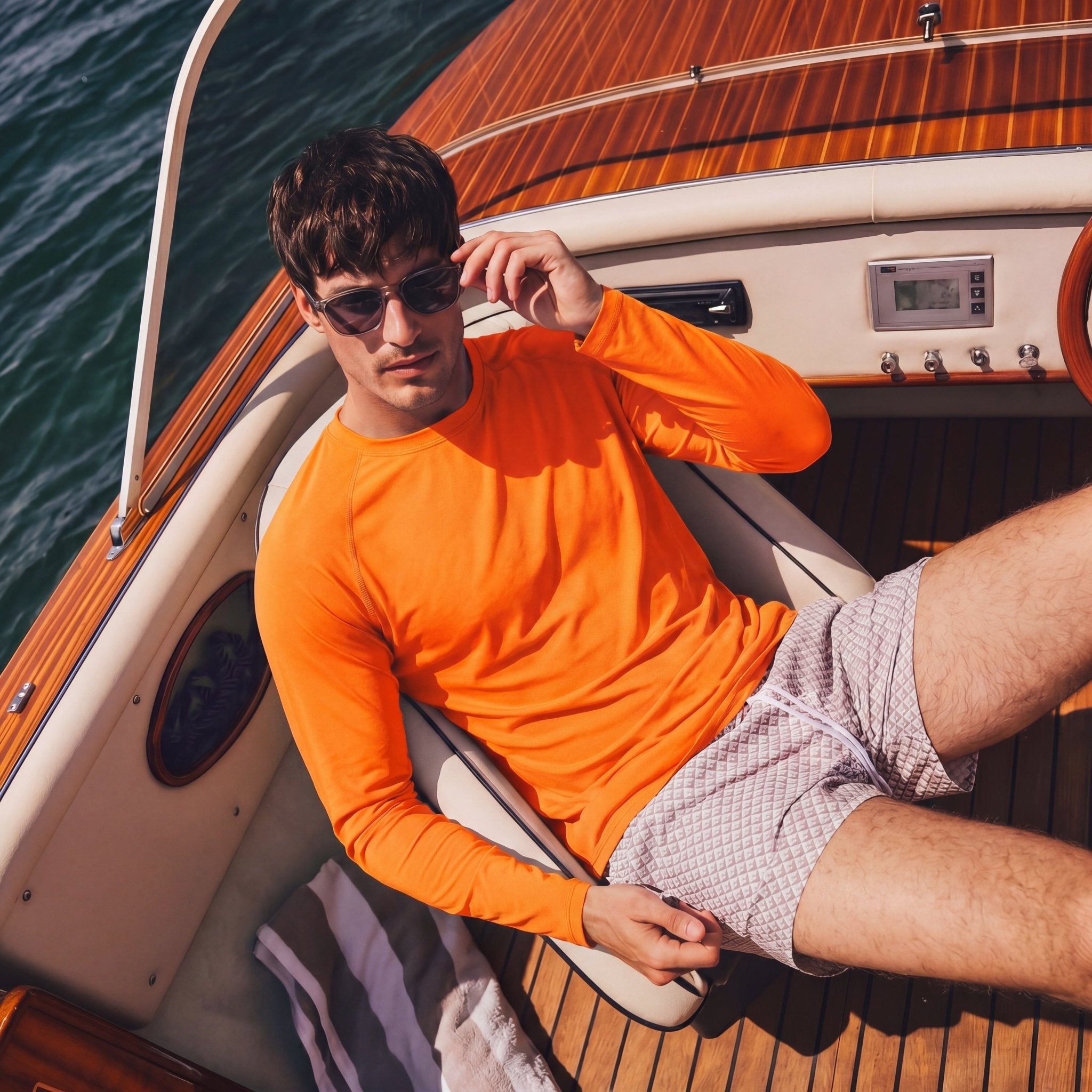 Orange Men's UPF 50+ Quick Dry Shirt - Sun Protection for Hiking - MAGCOMSEN #Color_Orange