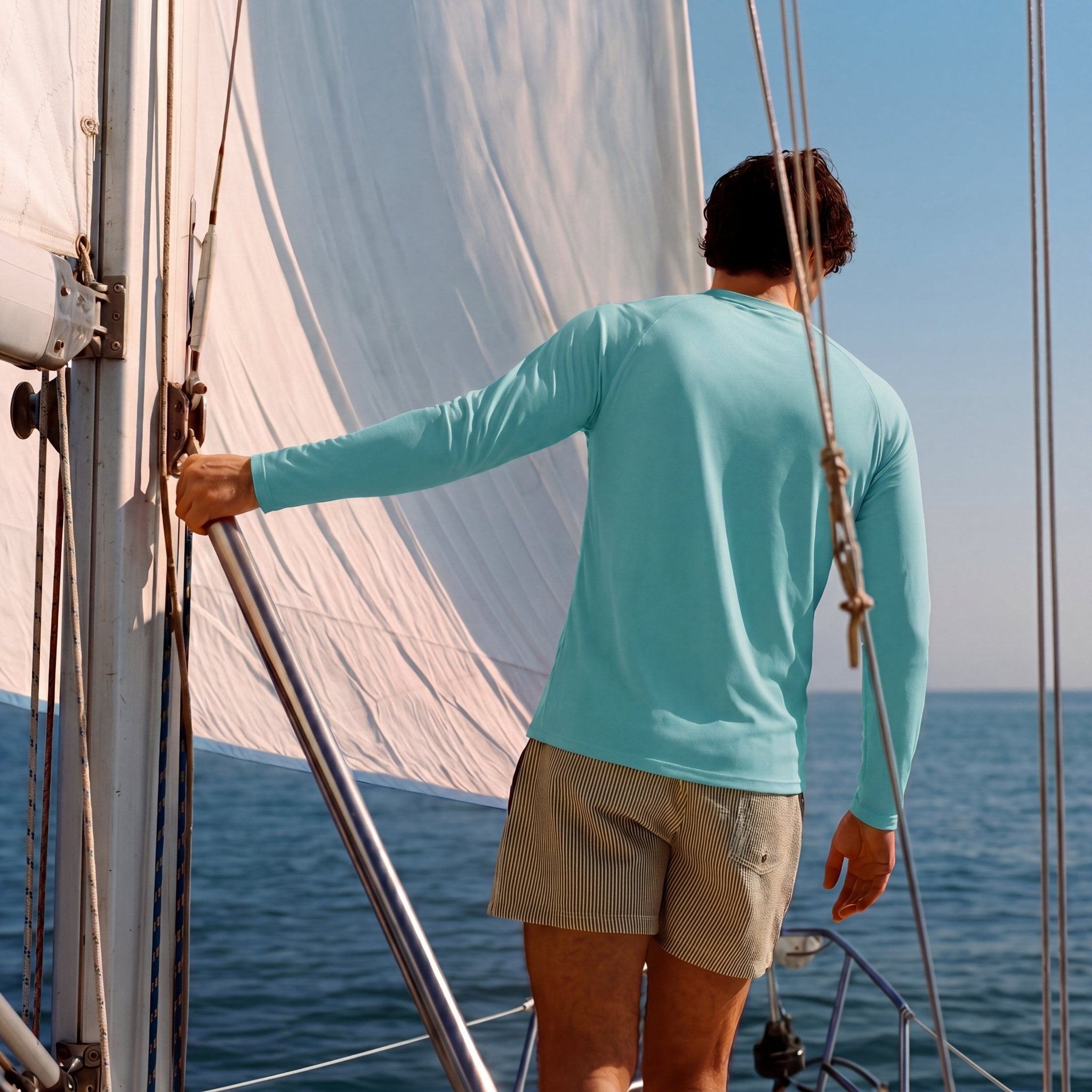 Grey Green Men's UPF 50+ Quick Dry Shirt - Sun Protection for Hiking - MAGCOMSEN #Color_Grey Green