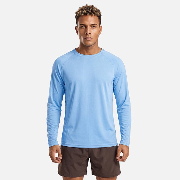 Blue MAGCOMSEN Men's UPF 50+ Quick Dry Shirt - Sun Protection for Hiking  #Color_Blue