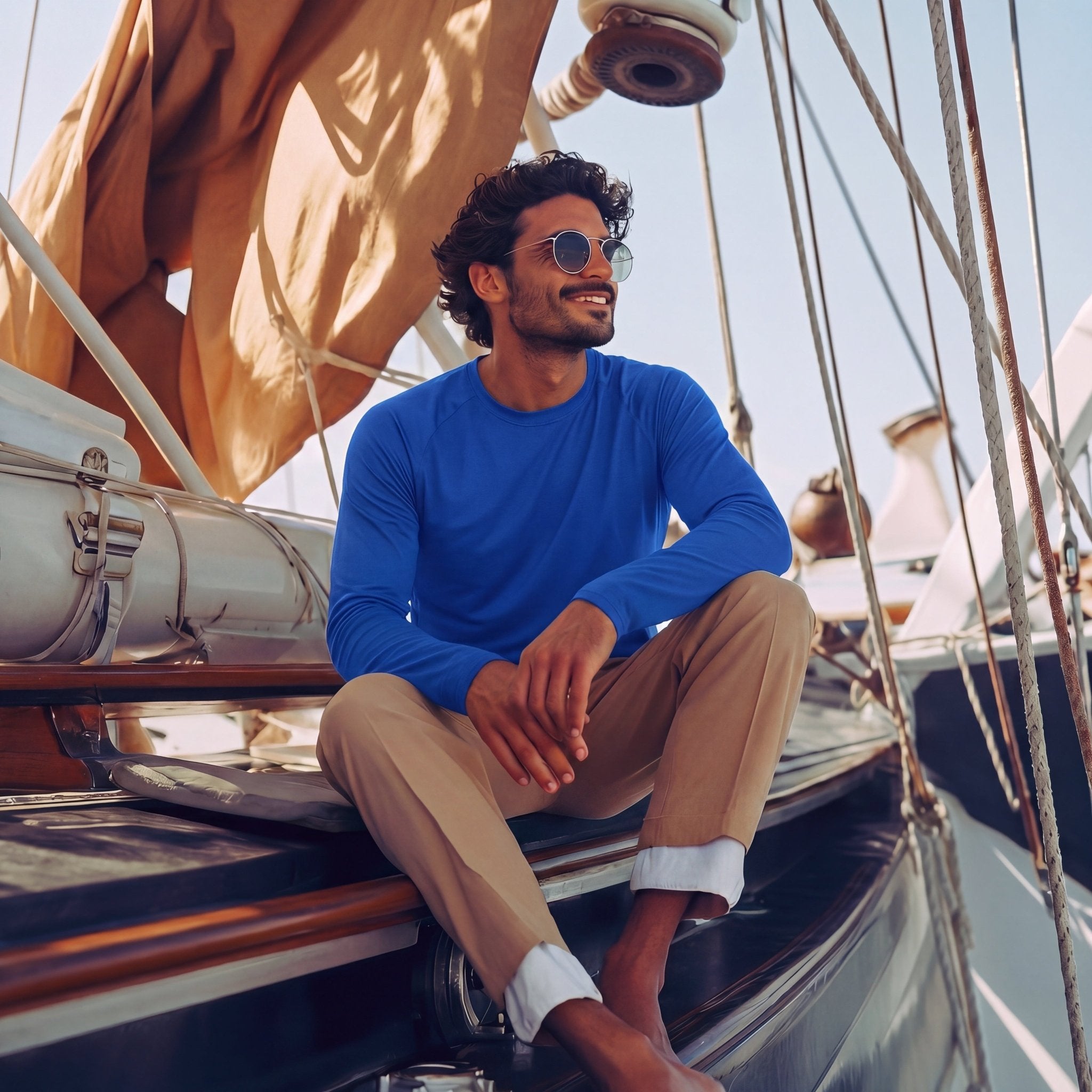 Bright Blue Men's UPF 50+ Quick Dry Shirt - Sun Protection for Hiking - MAGCOMSEN #Color_Bright Blue