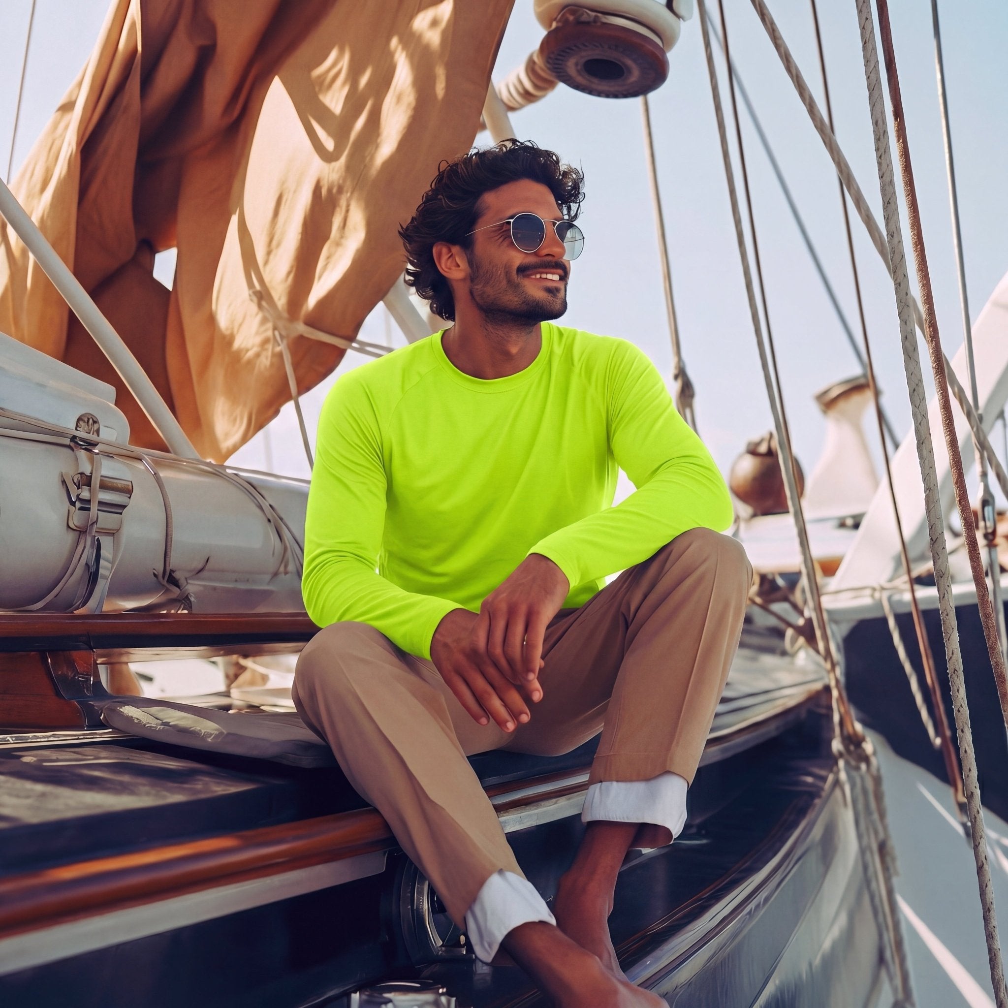 Dark Green Men's UPF 50+ Quick Dry Shirt - Sun Protection for Hiking - MAGCOMSEN #Color_Bright Green