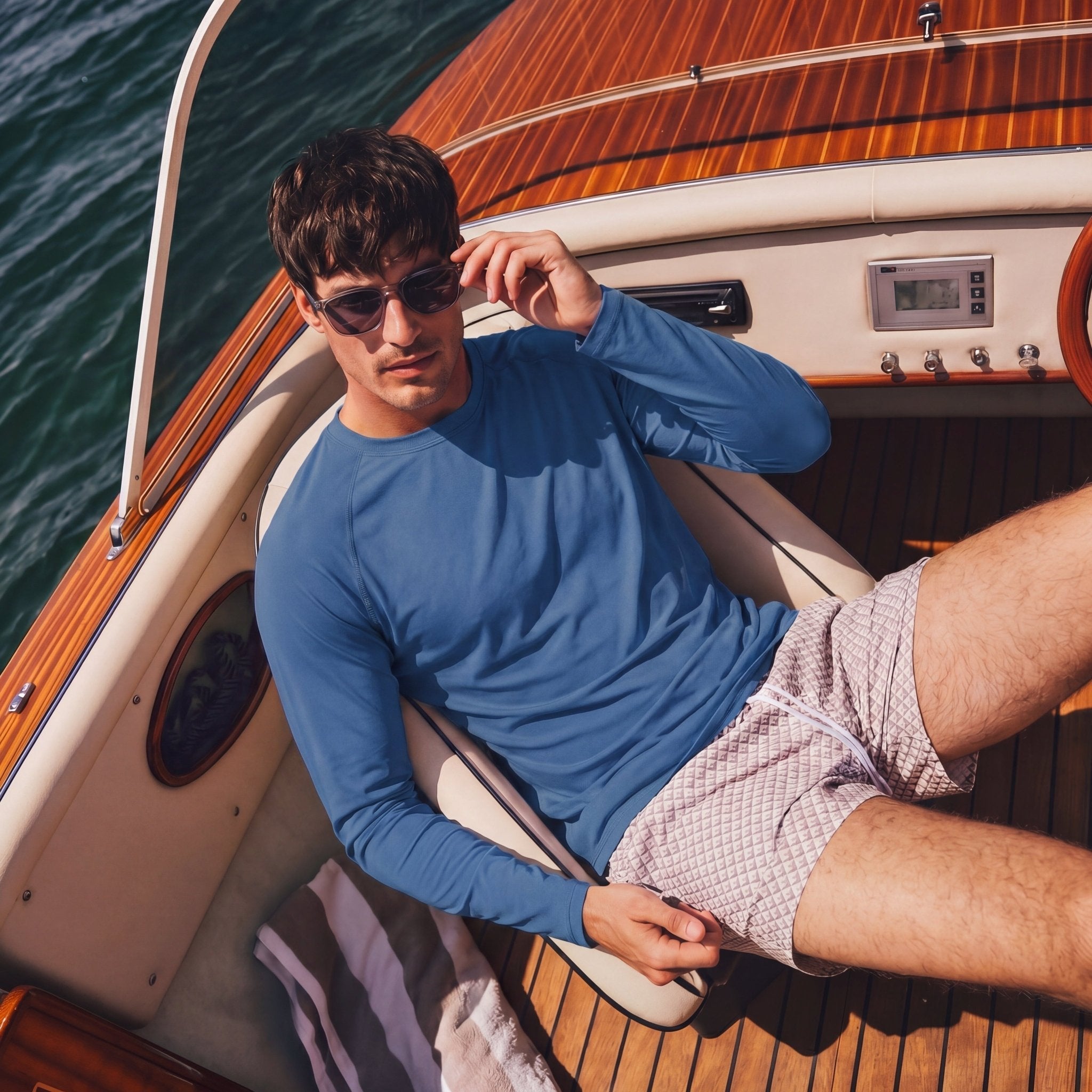 Blue Grey Men's UPF 50+ Quick Dry Shirt - Sun Protection for Hiking - MAGCOMSEN #Color_Blue Grey