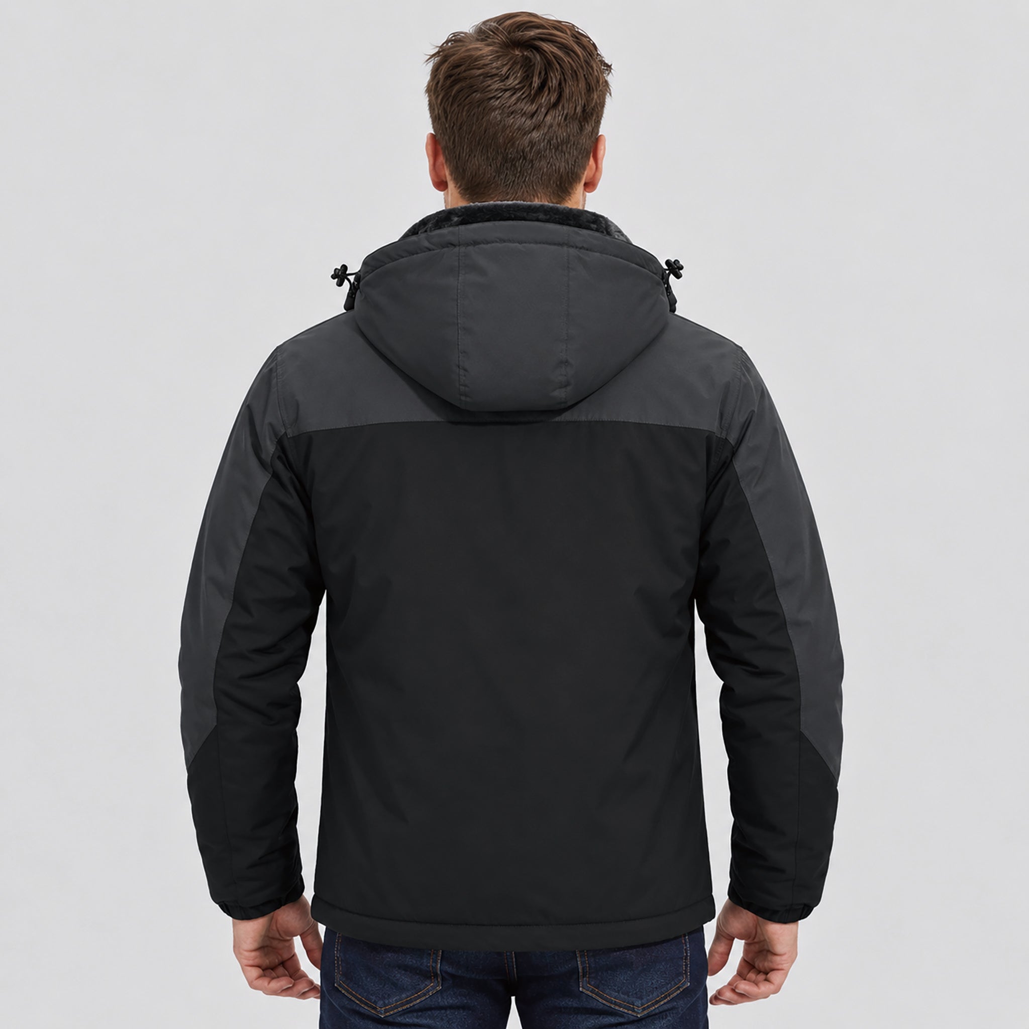 Black Grey MAGCOMSEN Men's Water-Repellent Winter Ski Jacket with Fleece Lining in #Color_Black Grey