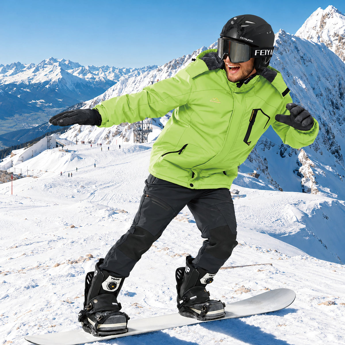 Bright Green MAGCOMSEN Men's Water-Repellent Winter Ski Jacket with Fleece Lining in #Color_Bright Green