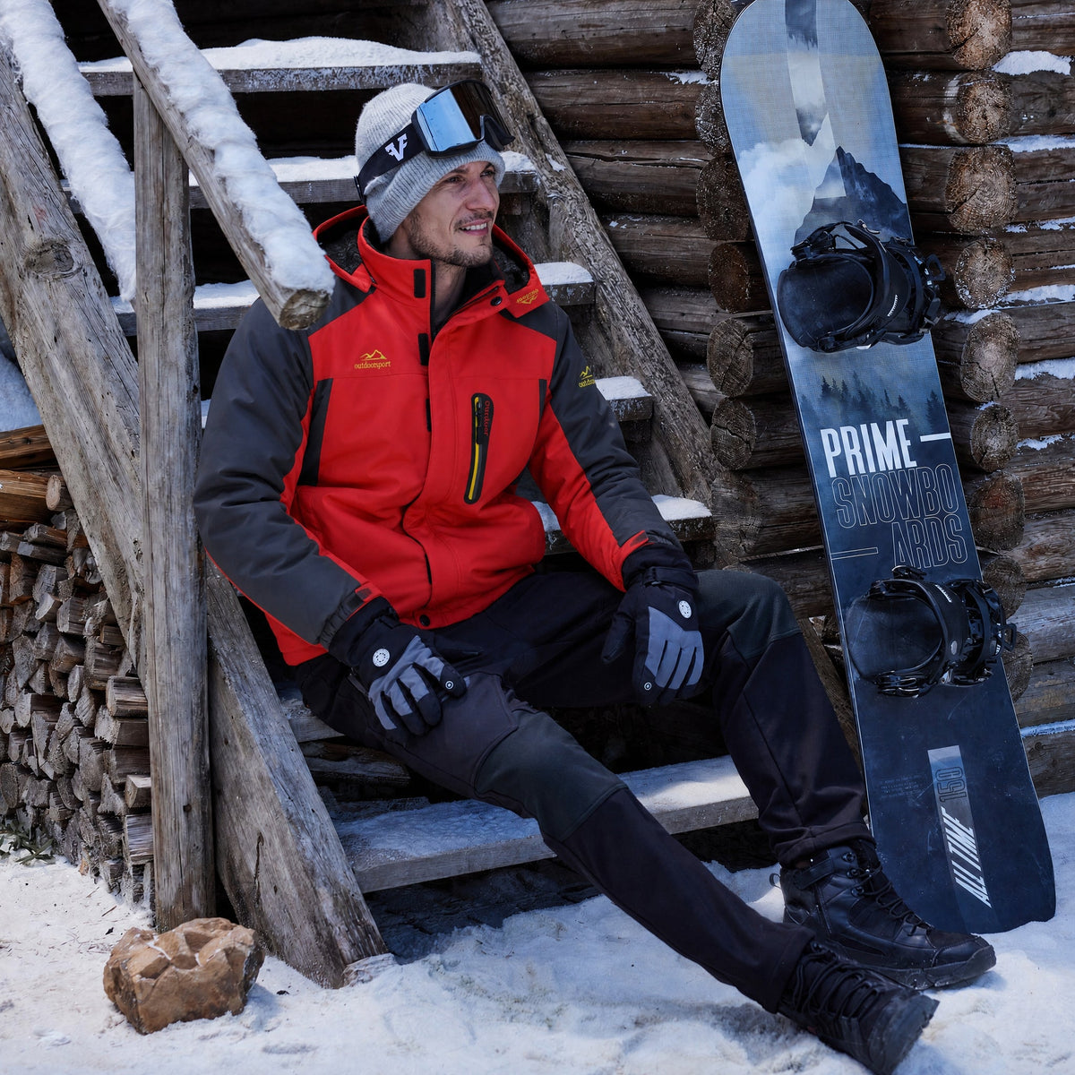 Red MAGCOMSEN Men's Water-Resistant Ski Jacket - Warm Fleece Winter in #Color_Red