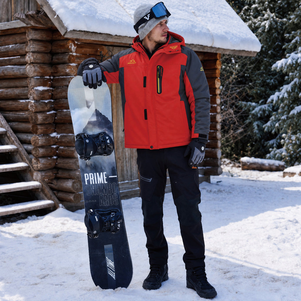 Red MAGCOMSEN Men's Water-Resistant Ski Jacket - Warm Fleece Winter in #Color_Red