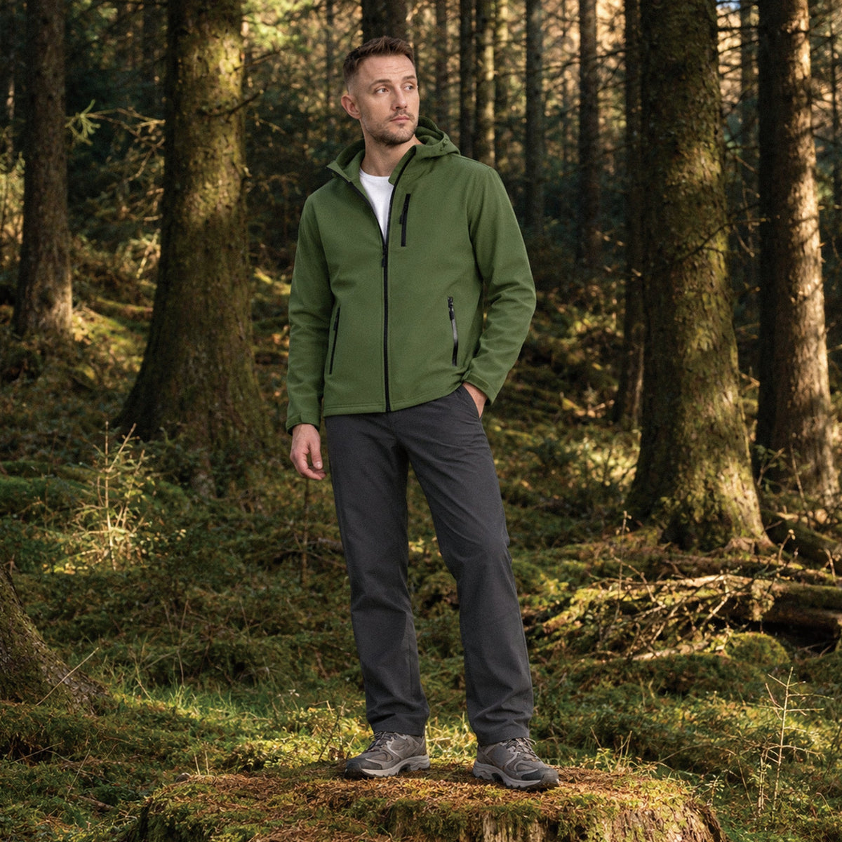 Army Green MAGCOMSEN Men's Waterproof Fleece-Lined Winter Jacket - Lightweight Hooded Softshell for Hiking in #Color_Army Green