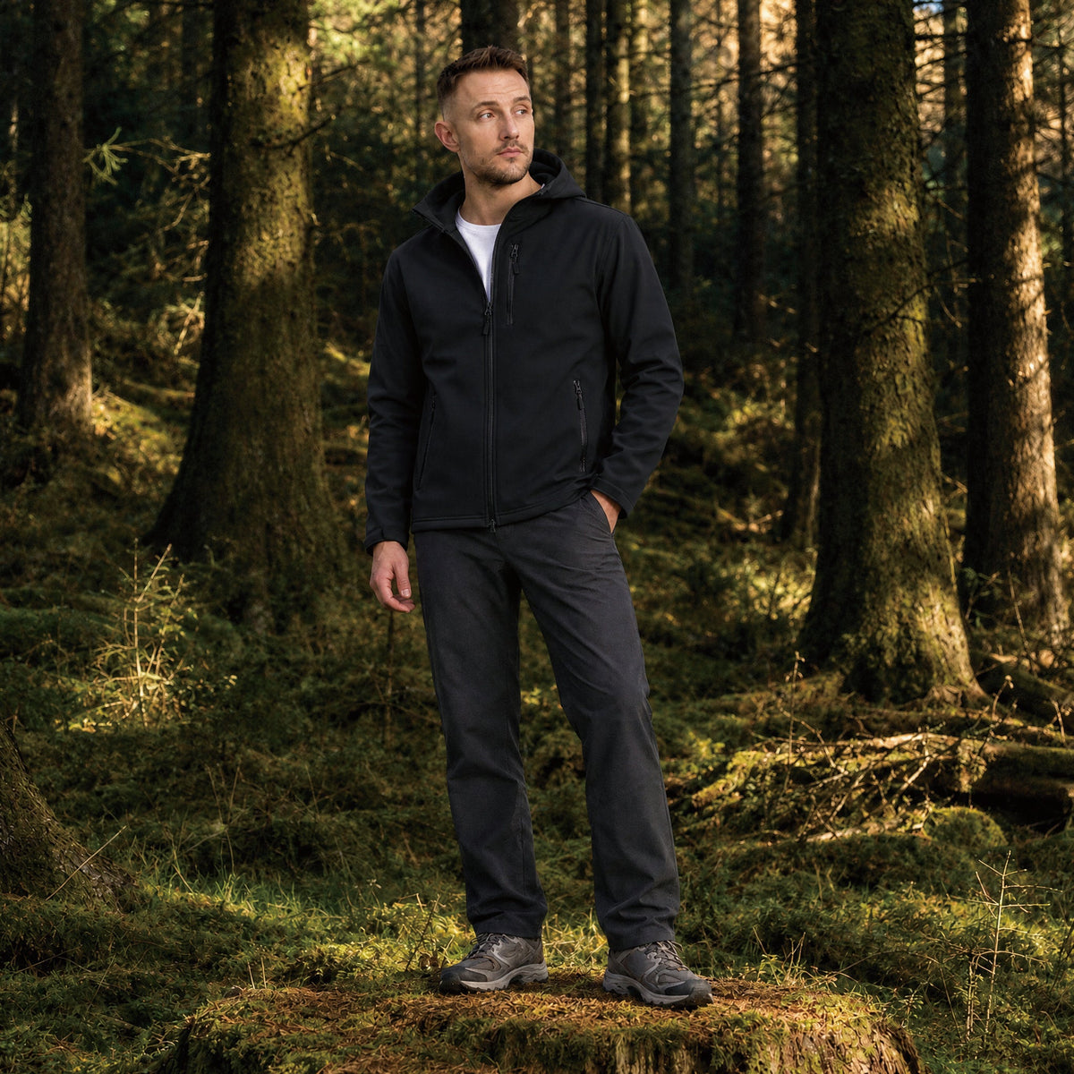 Black MAGCOMSEN Men's Waterproof Fleece-Lined Winter Jacket - Lightweight Hooded Softshell for Hiking in #Color_Black