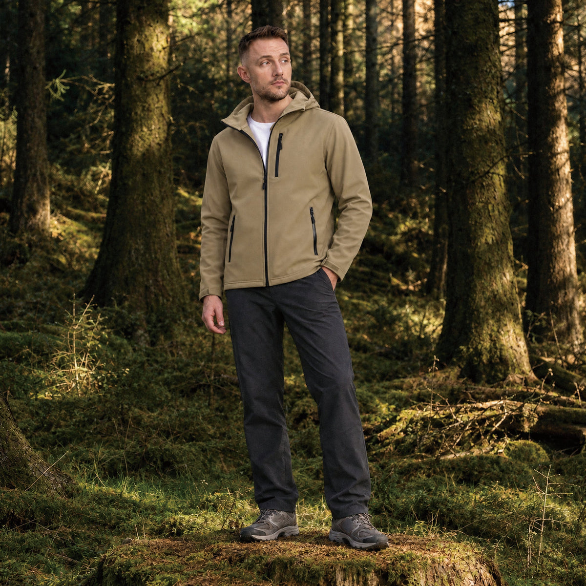 Khaki MAGCOMSEN Men's Waterproof Fleece-Lined Winter Jacket - Lightweight Hooded Softshell for Hiking in #Color_Khaki
