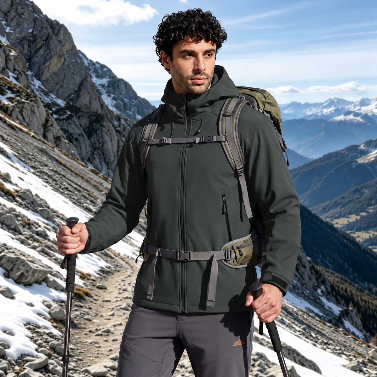 Dark Gray MAGCOMSEN Men's Waterproof Fleece-Lined Winter Jacket - Lightweight Hooded Softshell for Hiking in #Color_Dark Gray