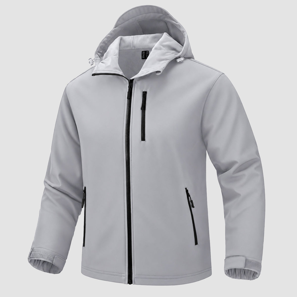 Light Gray MAGCOMSEN Men's Waterproof Fleece-Lined Winter Jacket - Lightweight Hooded Softshell for Hiking in #Color_Light Gray