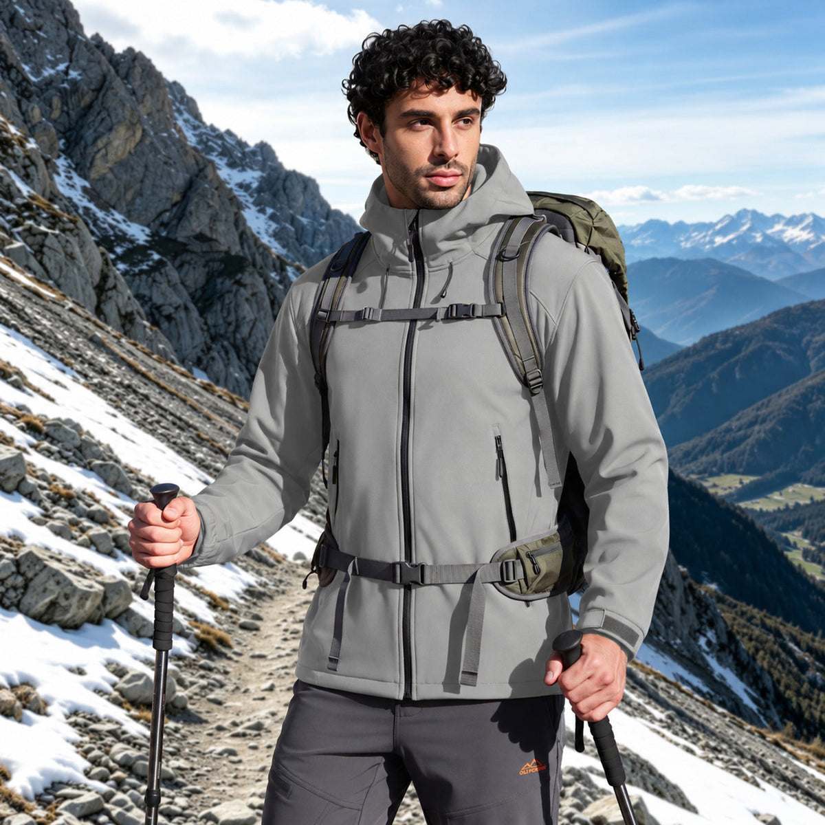 Light Gray MAGCOMSEN Men's Waterproof Fleece-Lined Winter Jacket - Lightweight Hooded Softshell for Hiking in #Color_Light Gray