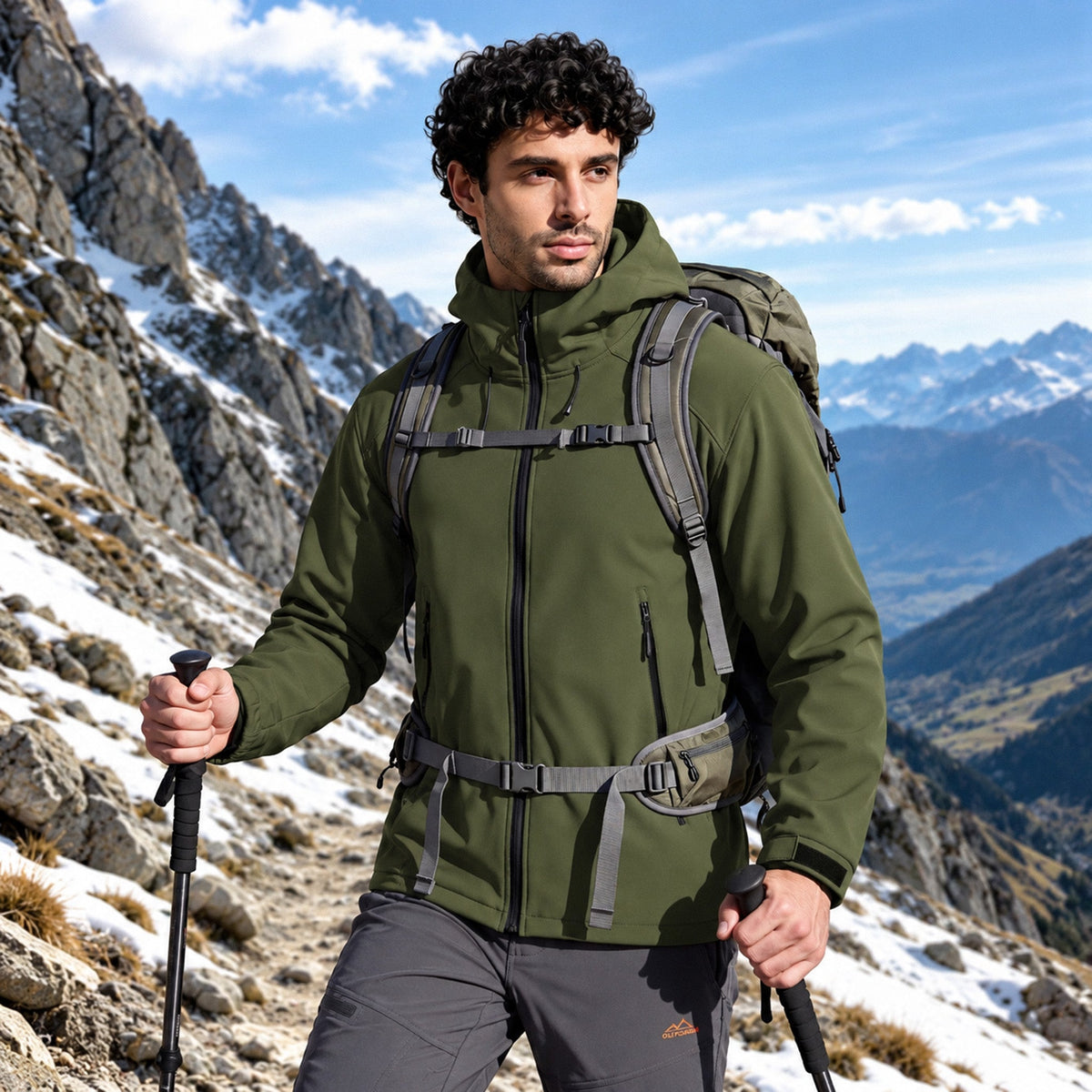 Army Green MAGCOMSEN Men's Waterproof Fleece-Lined Winter Jacket - Lightweight Hooded Softshell for Hiking in #Color_Army Green