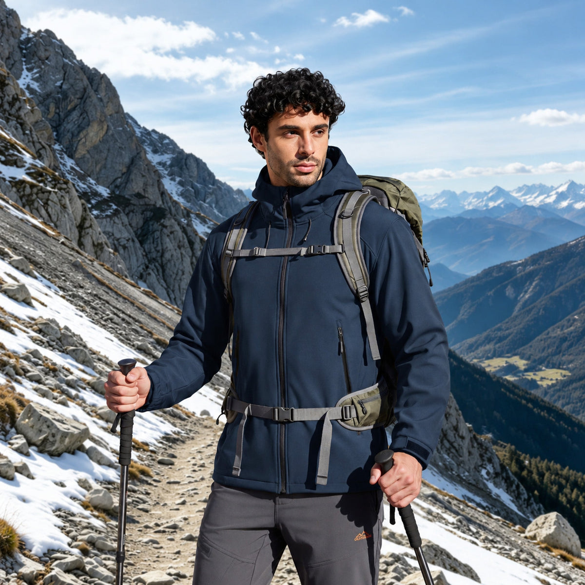 Navy MAGCOMSEN Men's Waterproof Fleece-Lined Winter Jacket - Lightweight Hooded Softshell for Hiking in #Color_Navy