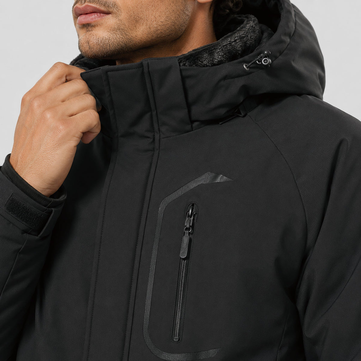 Men's Waterproof Ski Jacket 10k Fleece Lined Winter Snowboard Coat with 7 Pockets Black by MAGCOMSEN