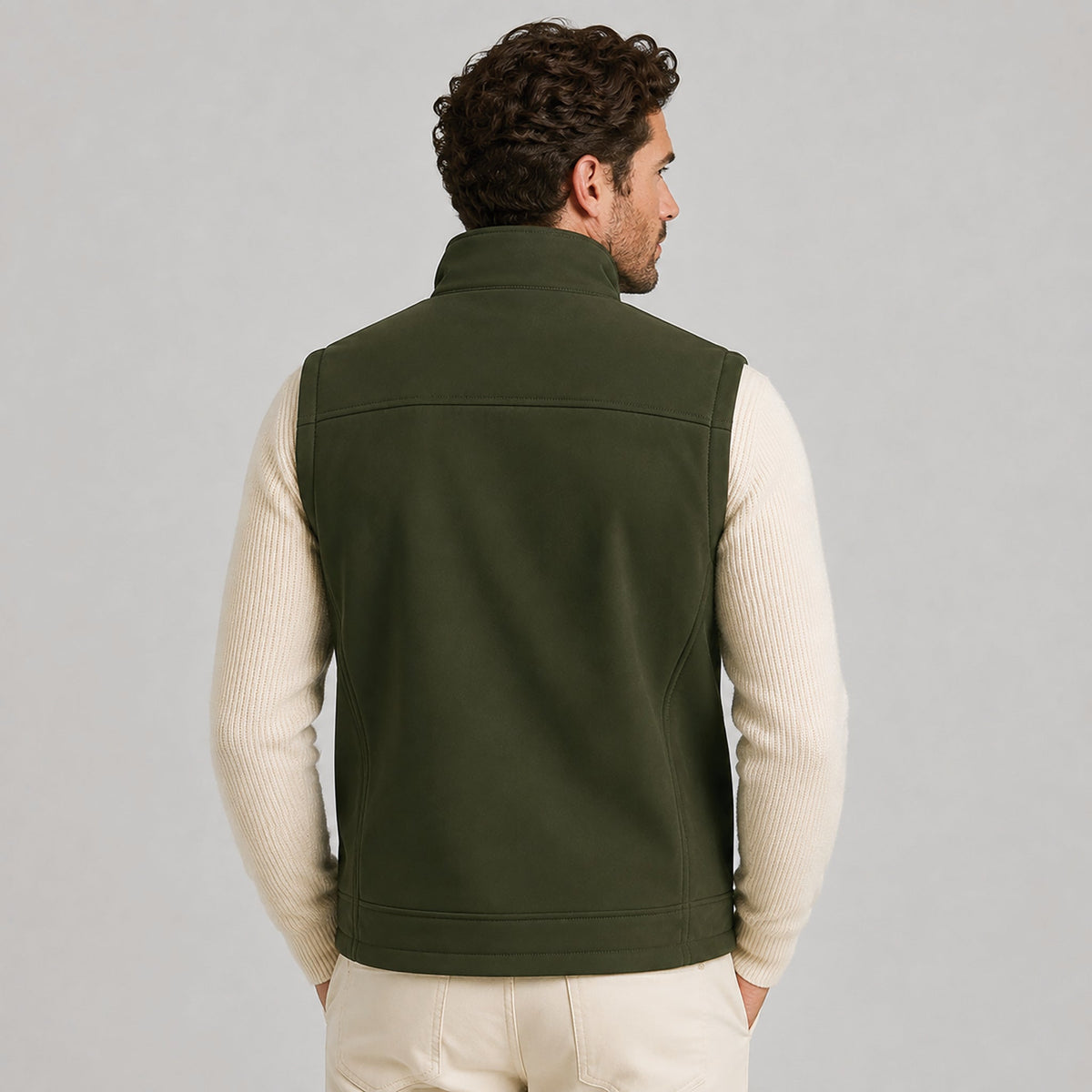 Men’s Waterproof Softshell Golf Vest 6-Pocket Fleece Lined Windproof Jacket Army Green by MAGCOMSEN