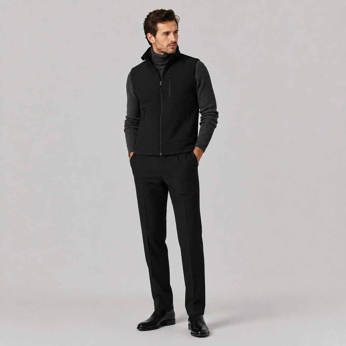 Men’s Waterproof Softshell Golf Vest 6-Pocket Fleece Lined Windproof Jacket Black by MAGCOMSEN