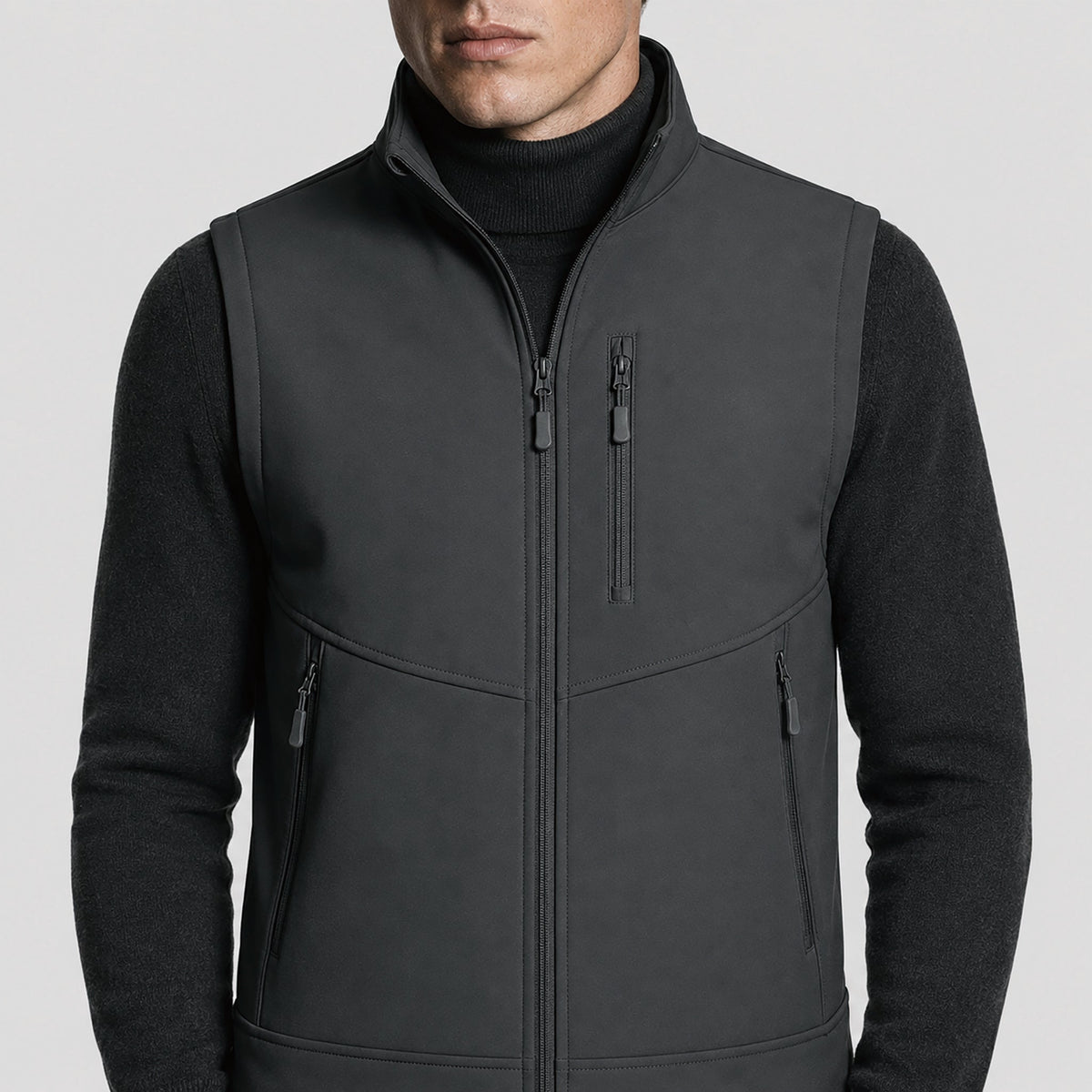 Men’s Waterproof Softshell Golf Vest 6-Pocket Fleece Lined Windproof Jacket Dark Grey by MAGCOMSEN