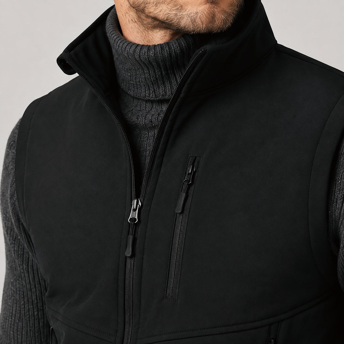 Men’s Waterproof Softshell Golf Vest 6-Pocket Fleece Lined Windproof Jacket Black by MAGCOMSEN