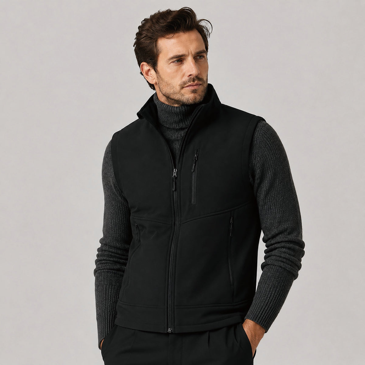 Men’s Waterproof Softshell Golf Vest 6-Pocket Fleece Lined Windproof Jacket Black by MAGCOMSEN
