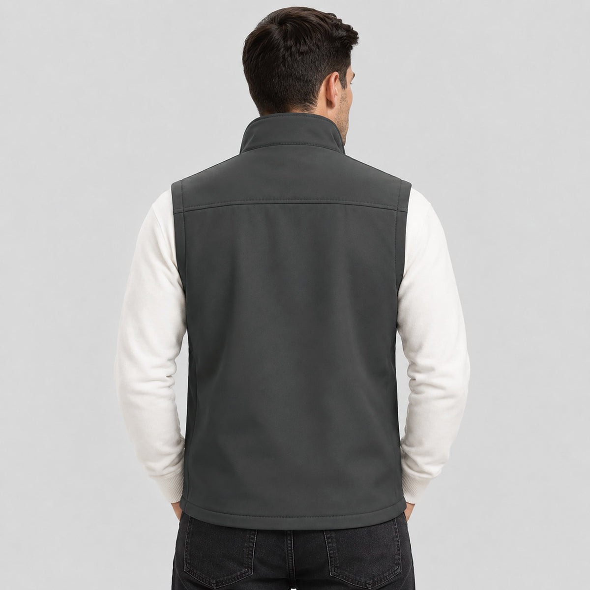 Dark Grey MAGCOMSEN Men’s Waterproof Softshell Golf Vest 6-Pocket Fleece Lined Windproof Jacket in #Color_Dark Grey