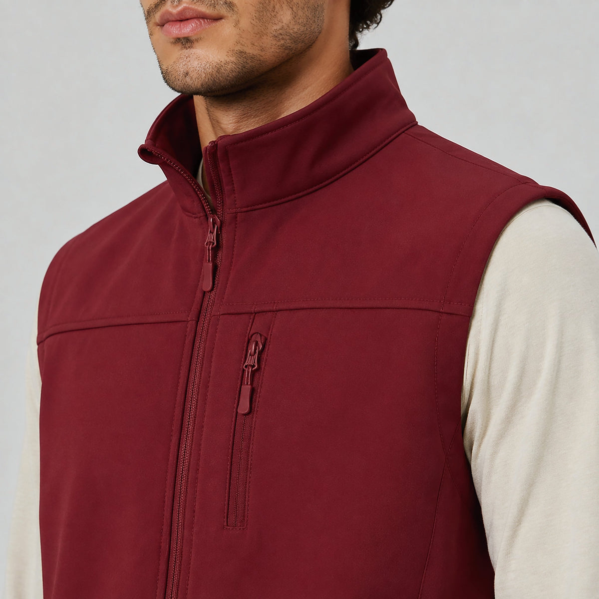 Wine Red MAGCOMSEN Men's Waterproof Softshell Vest 6-Pocket Fleece Lined Golf Windbreaker in #Color_Wine Red