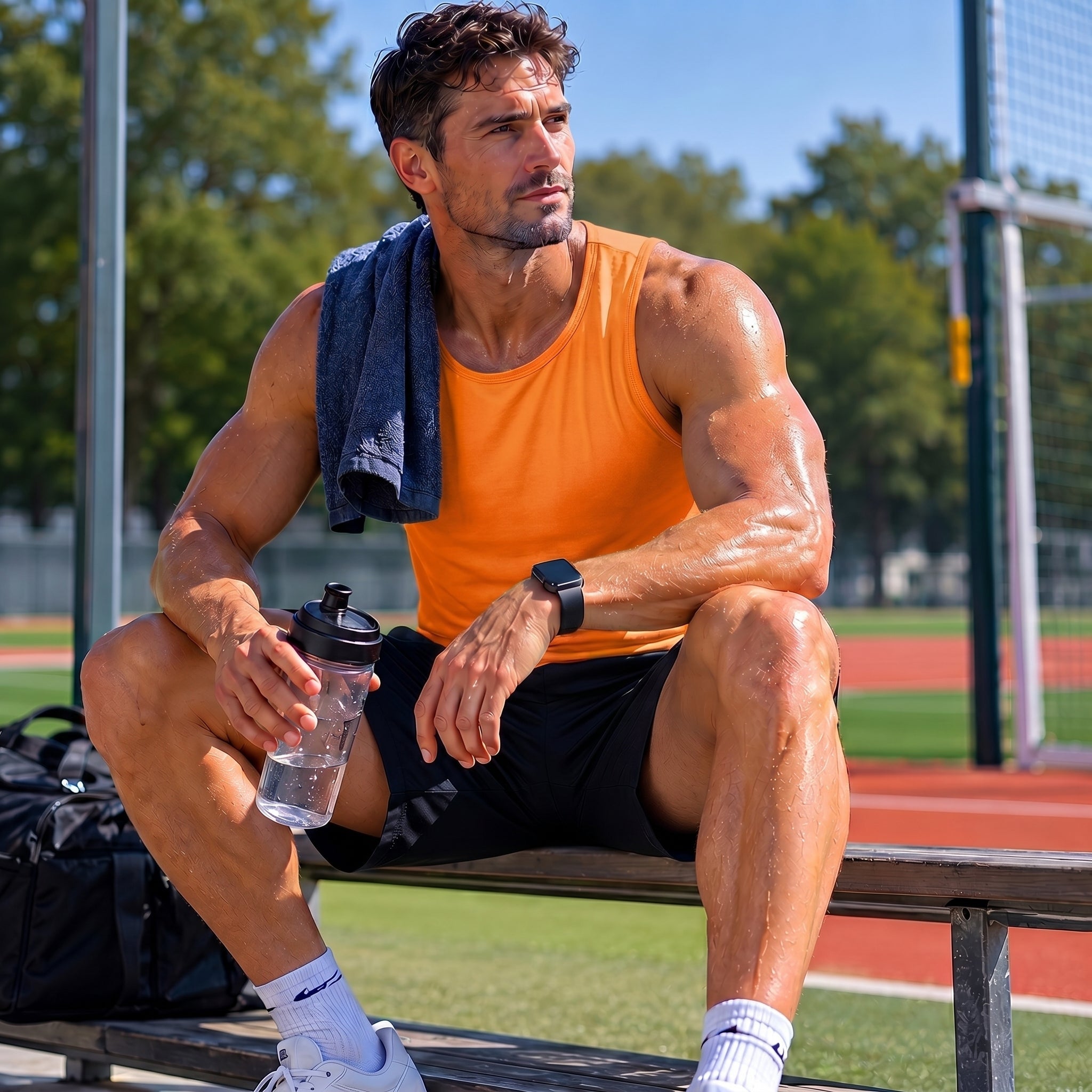 【New In】Men's UPF 50+ Muscle Tank for Summer Workouts Orange by MAGCOMSEN