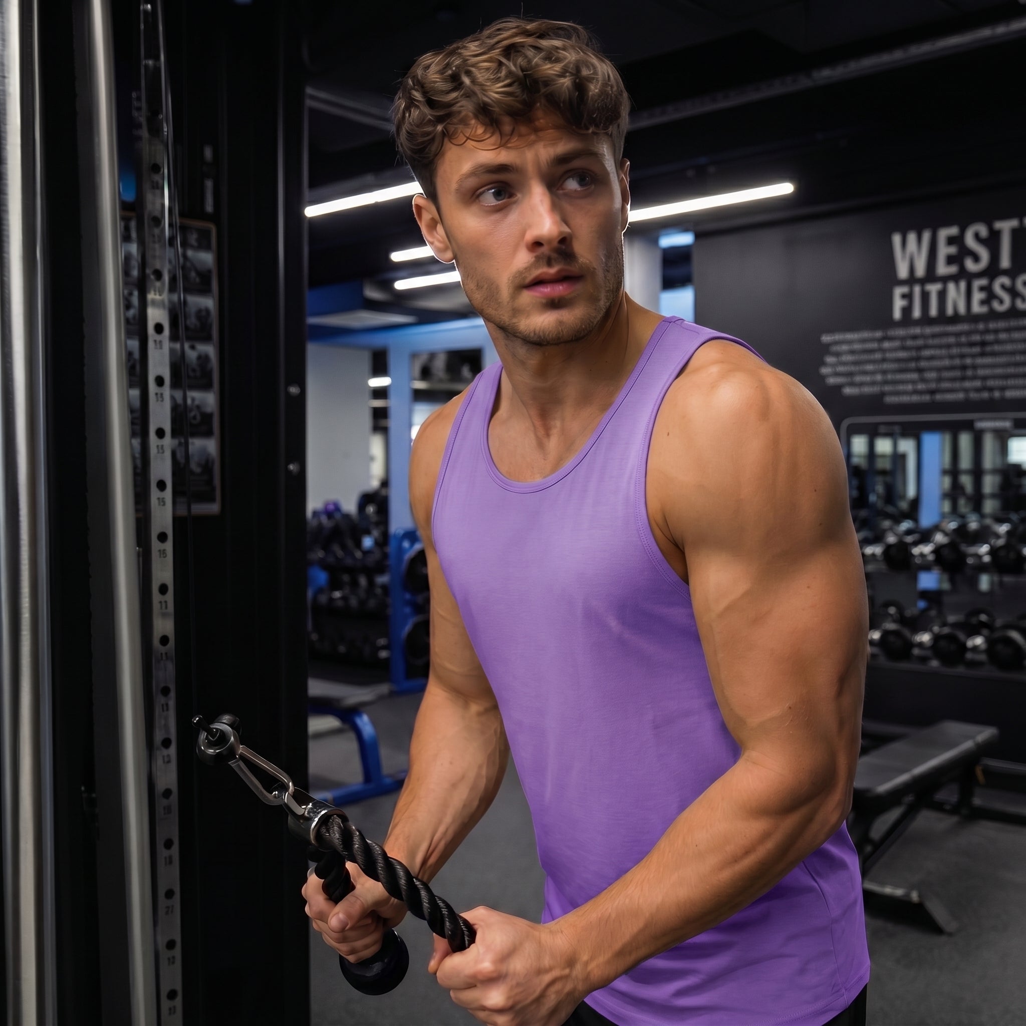 【New In】Men's UPF 50+ Muscle Tank for Summer Workouts Light Purple by MAGCOMSEN