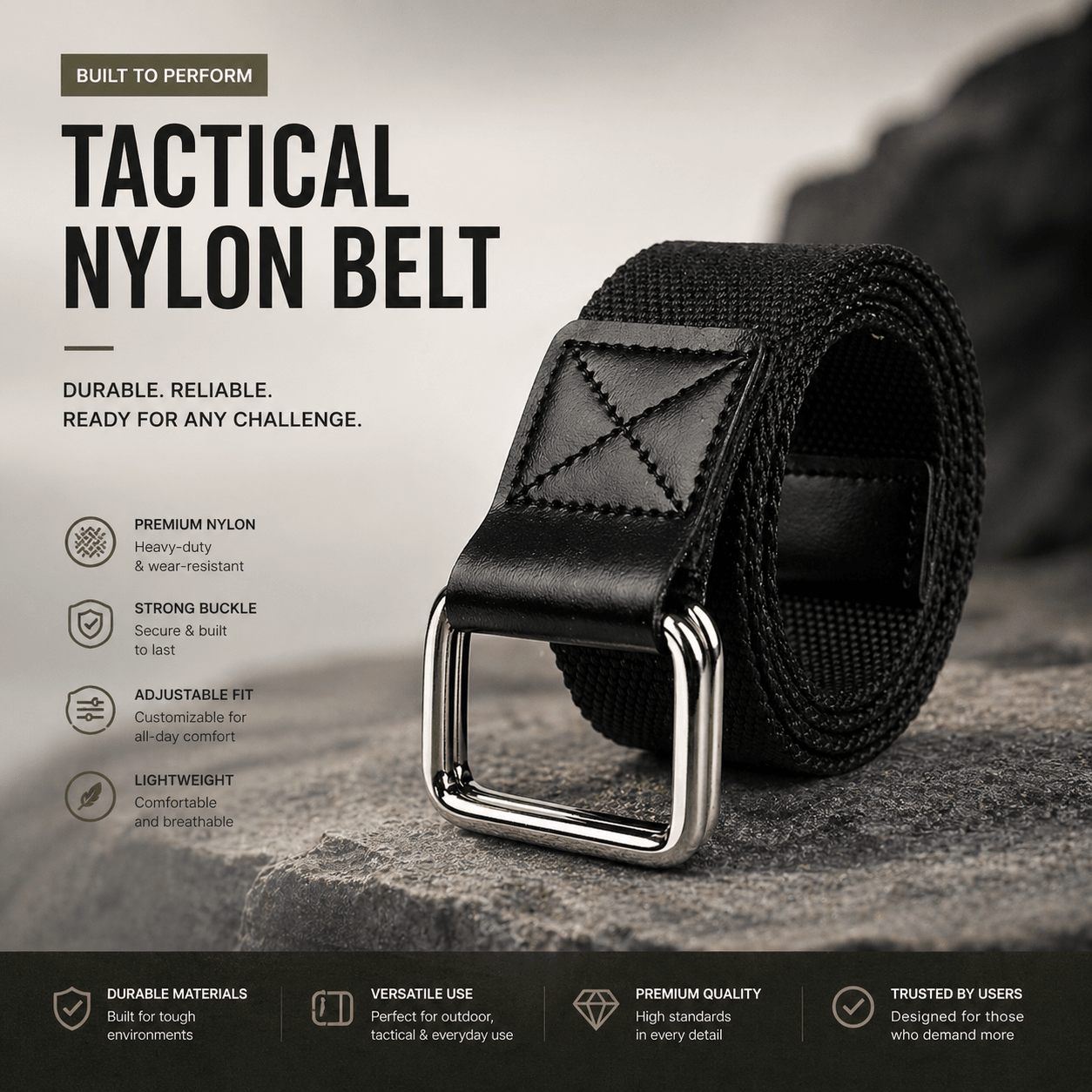 Tactical Nylon Belt – Heavy Duty Adjustable Canvas Belt for Outdoor & Everyday Use Black by MAGCOMSEN