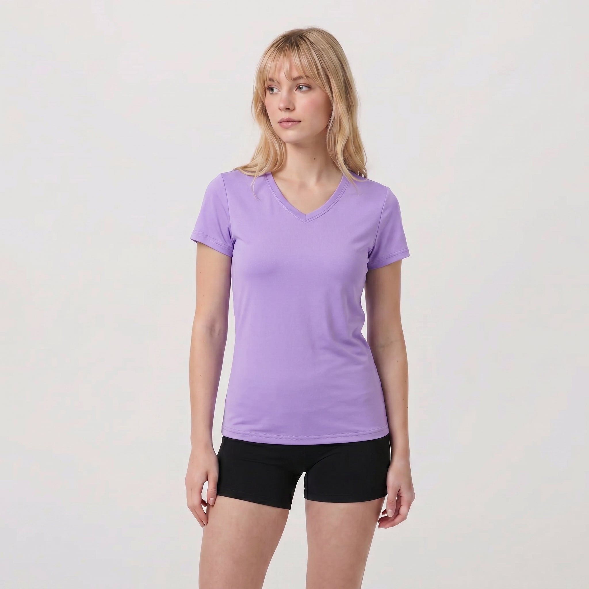 Women UPF 50 Plus V Neck Workout Top - Cooling Quick Dry Hiking Shirt Purple by MAGCOMSEN