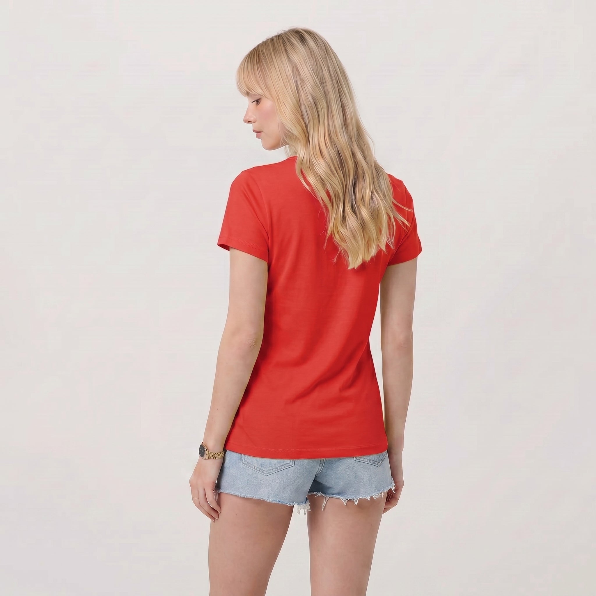 Women UPF 50 Plus V Neck Workout Top - Cooling Quick Dry Hiking Shirt Red by MAGCOMSEN
