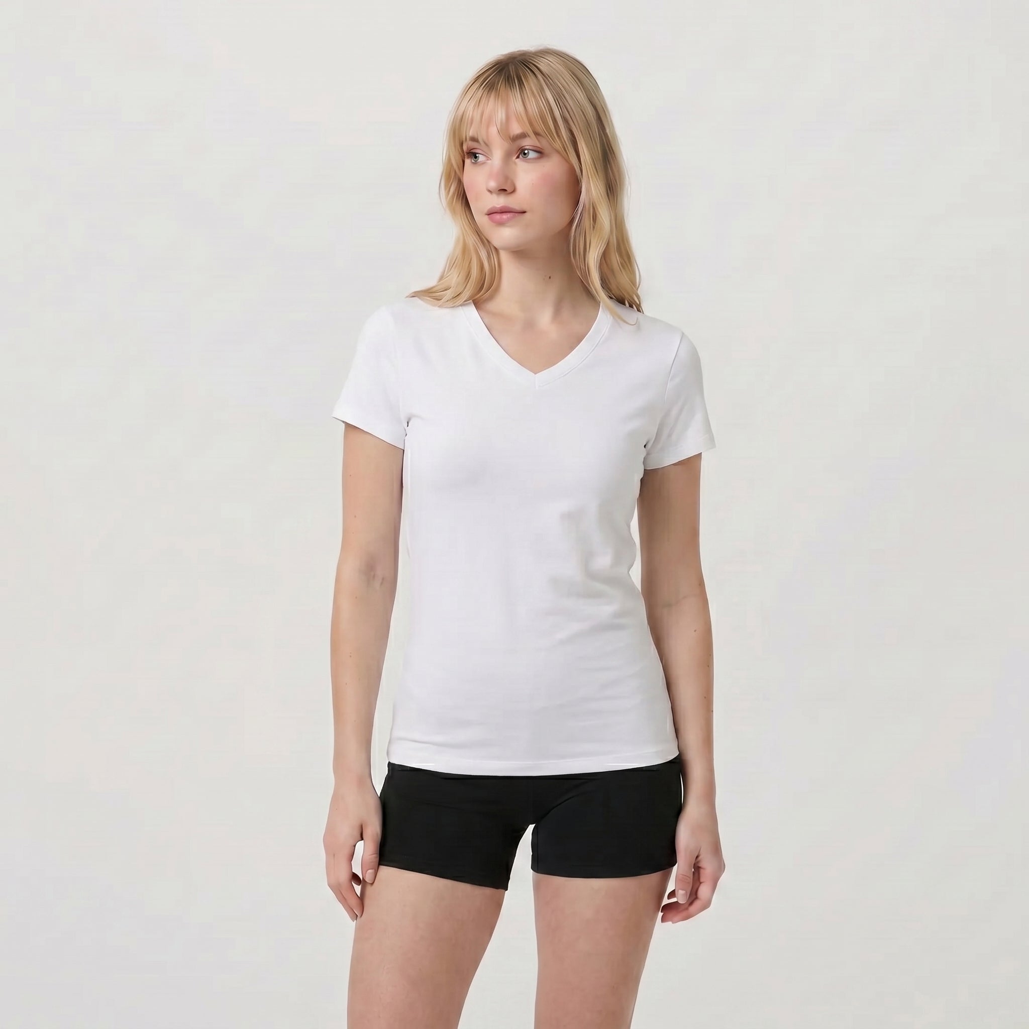 Women UPF 50 Plus V Neck Workout Top - Cooling Quick Dry Hiking Shirt White by MAGCOMSEN