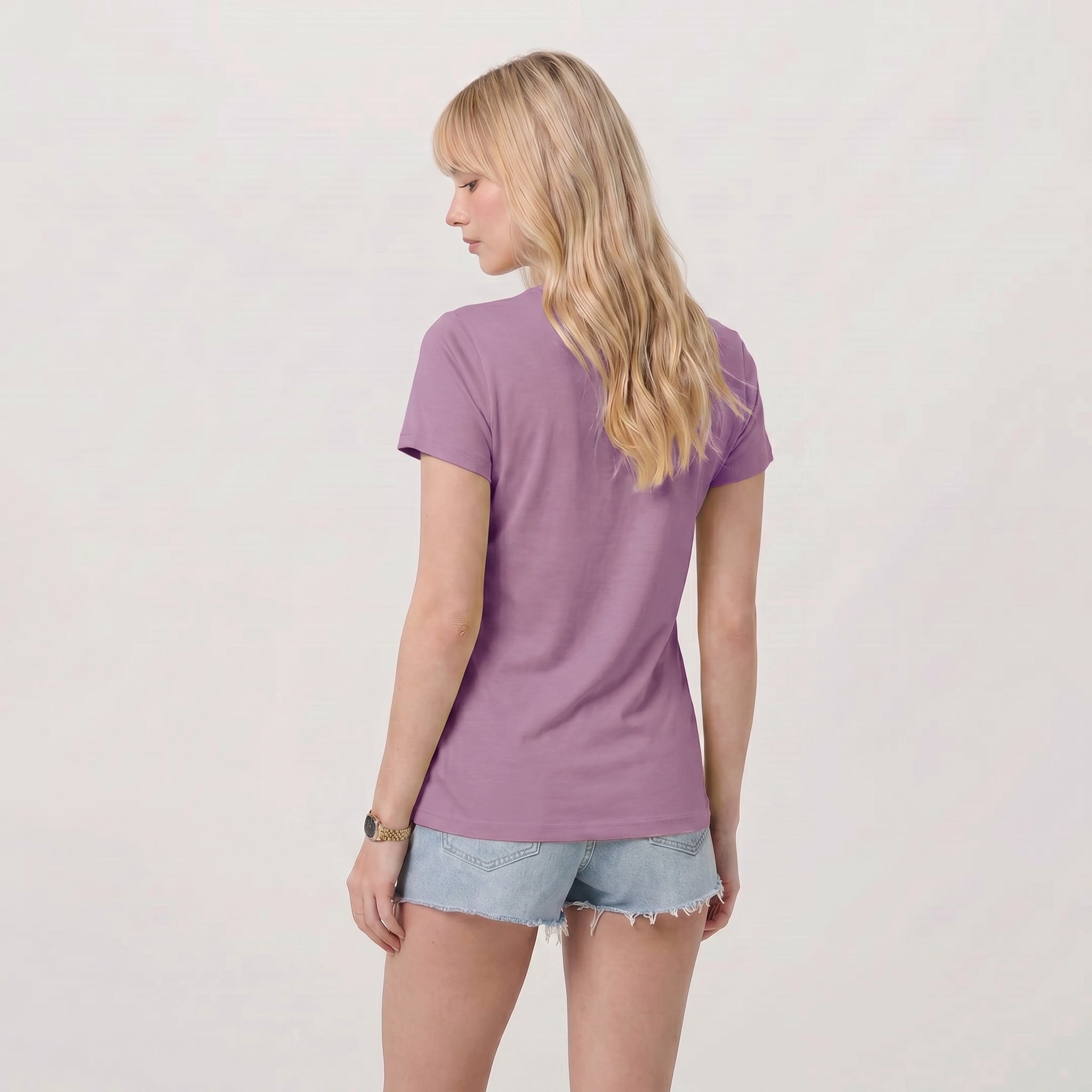 Women UPF 50 Plus V Neck Workout Top - Cooling Quick Dry Hiking Shirt Grey Purple by MAGCOMSEN